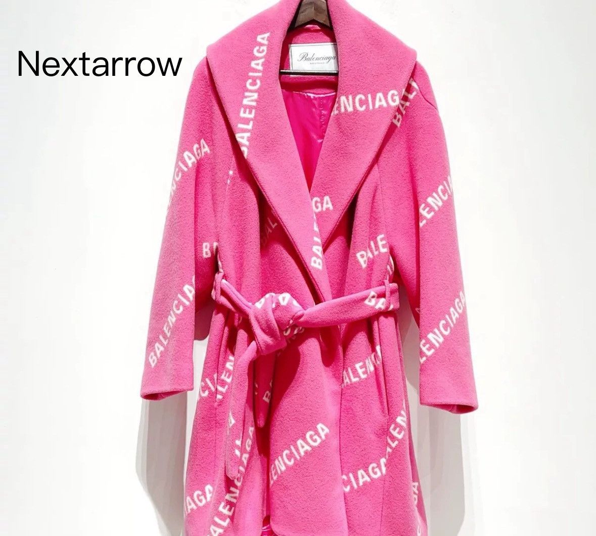 Balenciaga 2021 Spring/Summer Pink Logo Wool Blended Coat