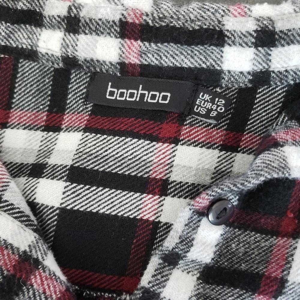 Boohoo Black Red Boohoo Cropped Flannel Long Sleeve Size M / US 6-8 / IT 42-44 - 3 Thumbnail