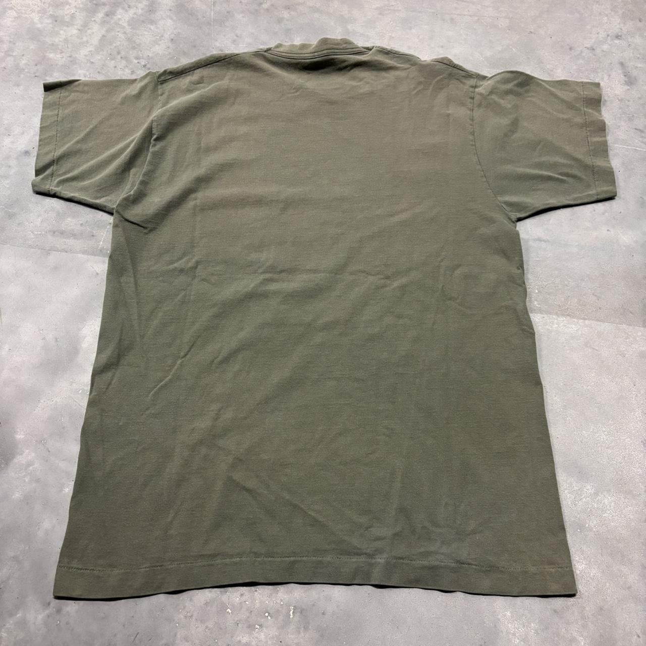 Japanese Brand × Vintage Crazy Vintage 90s Faded Khaki Green Authority Single Stitch Graphic Tee! Size US XL / EU 56 / 4 - 4 Thumbnail