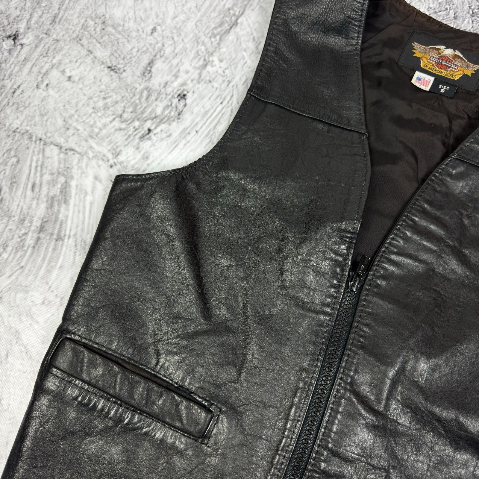 Harley Davidson Harley-Davidson Black Leather Full Zip Biker Vest S Size US S / EU 44-46 / 1 - 4 Thumbnail