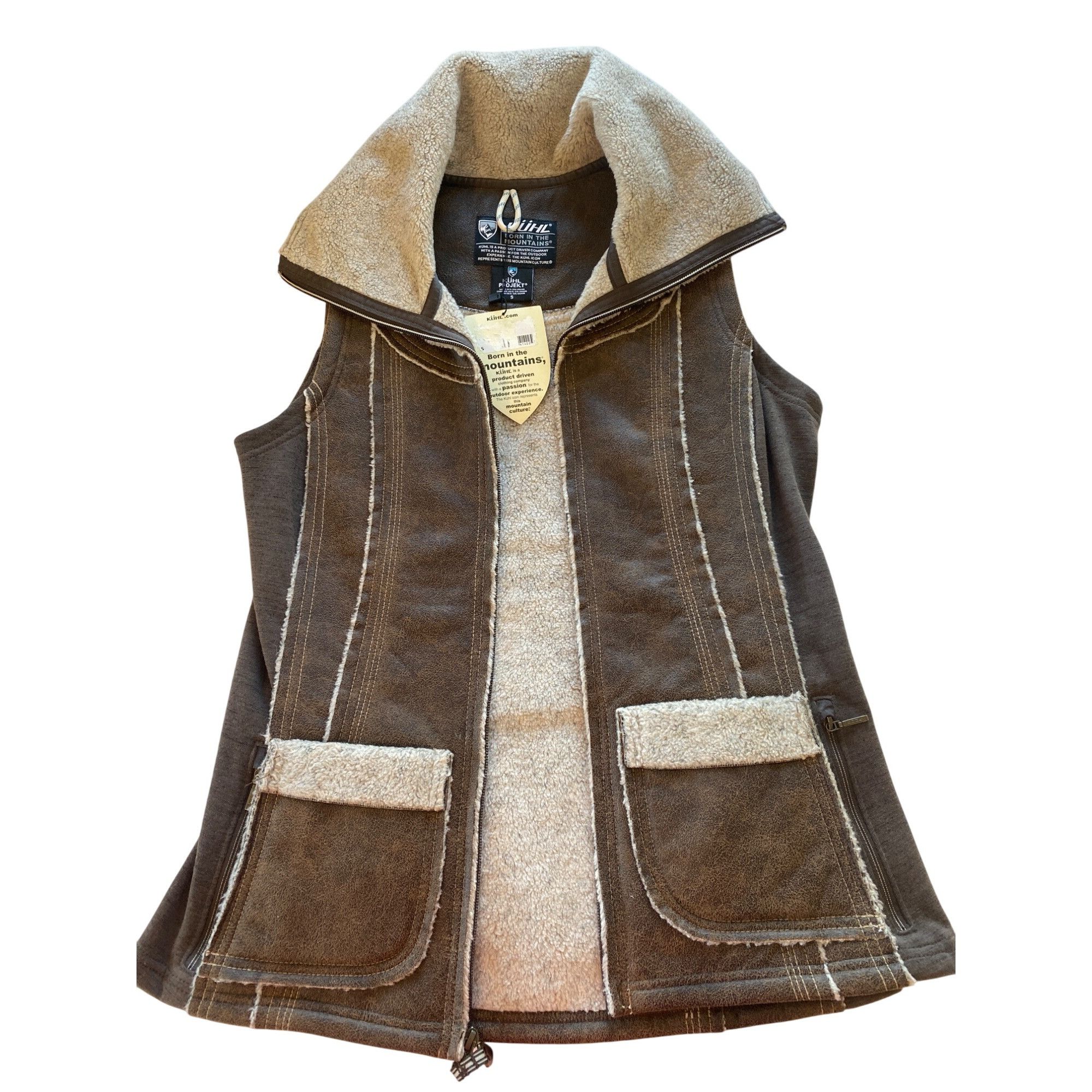 Kuhl NWT KUHL Womens Dani Sherpa Vest Italian Faux Leather Shearl Size S / US 4 / IT 40 - 8 Thumbnail