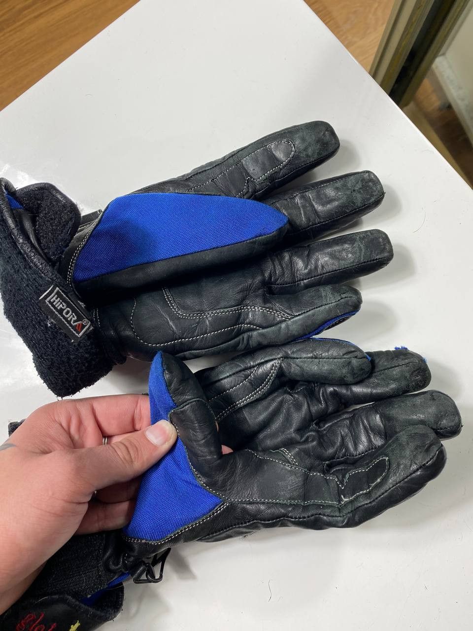 Leather Vintage moto gloves avant garde leather y2k Size ONE SIZE - 3 Thumbnail