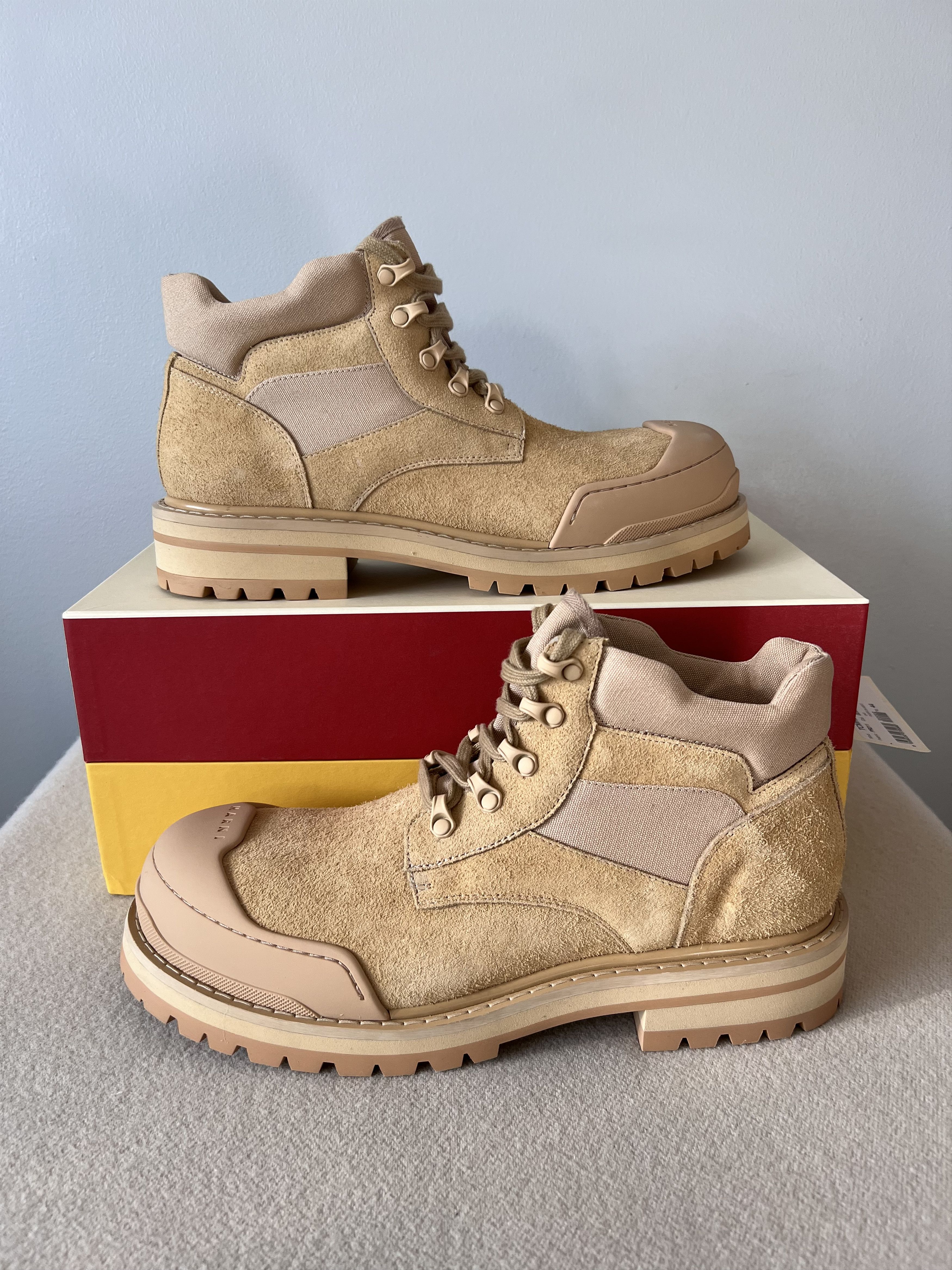 Marni Marni Patchy Combat Boots in Gold Suede Size US 11 / EU 44 - 2 Thumbnail