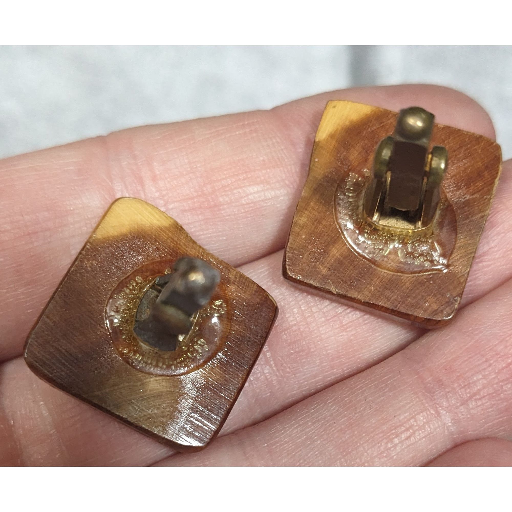 Other Vintage Brown Wood Square Retro Cuff Links Size ONE SIZE - 7 Thumbnail