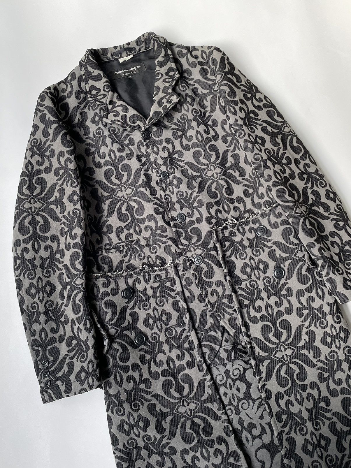 Comme des Garcons A/W 13 Gray Floral Jacquard Overcoat Size US M / EU 48-50 / 2 - 4 Thumbnail