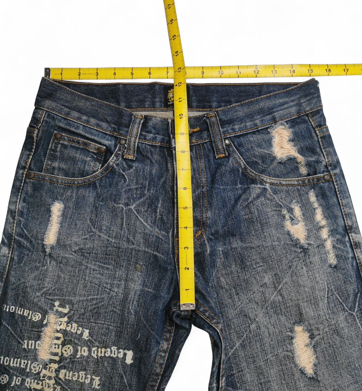 Hysteric Glamour Legend of Glamour Distressed Wings Print Denim Jeans Y2K Size US 30 / EU 46 - 12 Thumbnail