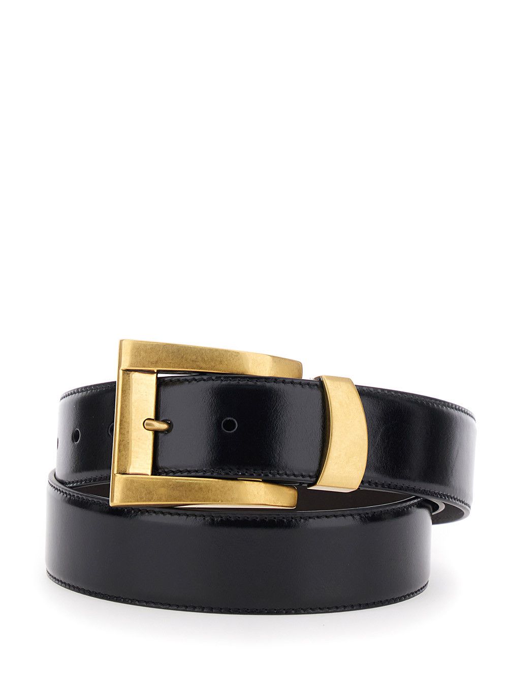 Versace Black Belt with Flat Buckle in Leather for Men Size ONE SIZE - 1 Thumbnail
