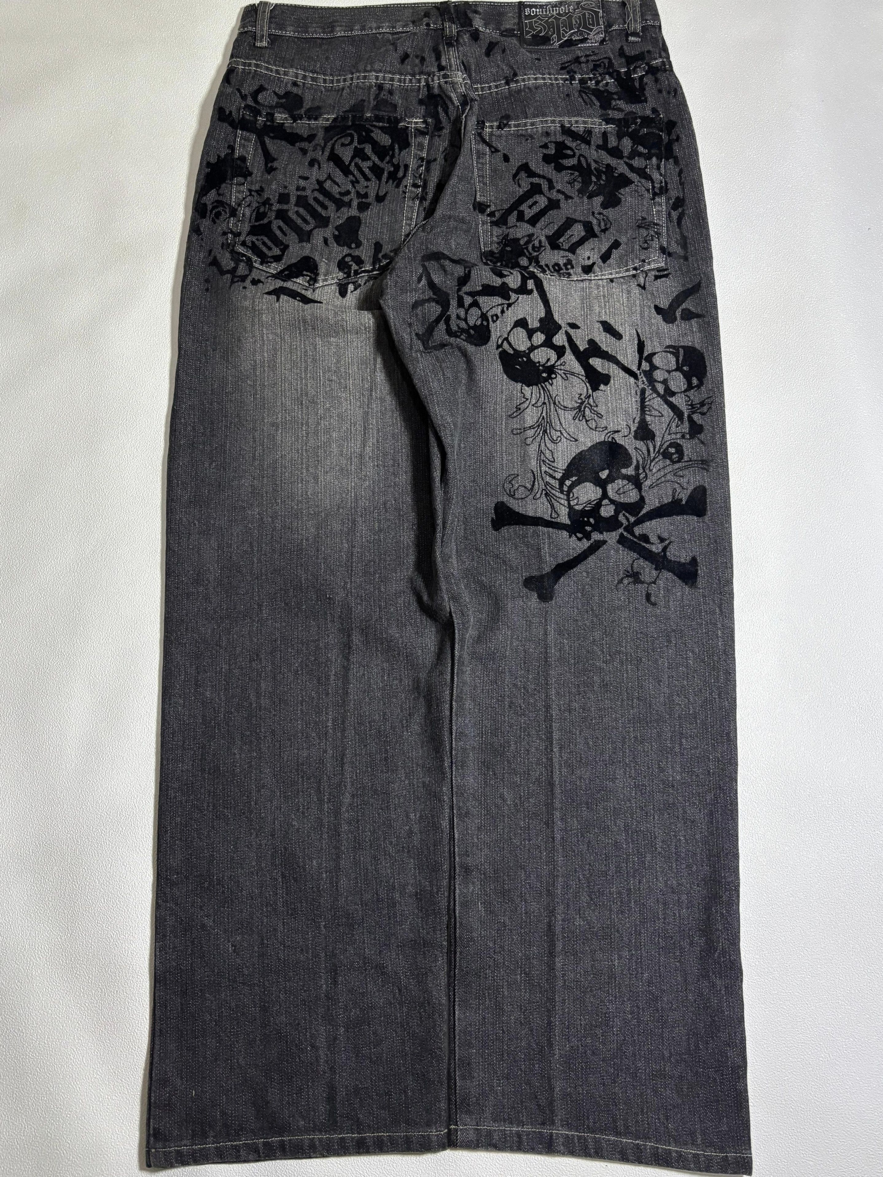 Very Rare Vintage Y2K SOUTHPOLE CROSSBONES Graphic Denim