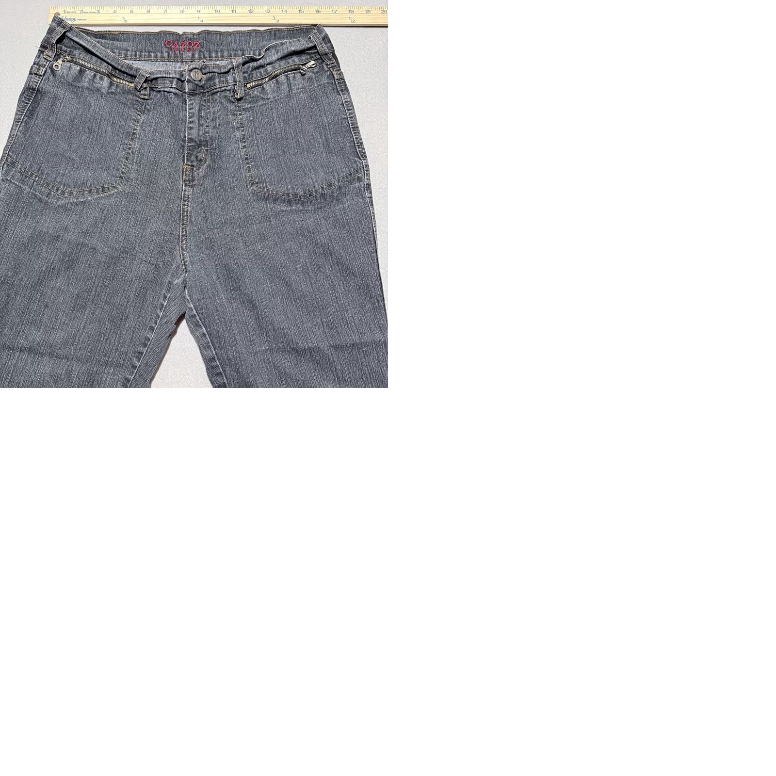 Denime Gazoz Jeans Capri Women's Dark Gray Denim Zip-Pockets High-Rise Slim Fit - 18 Size 40" / US 18 - 9 Thumbnail