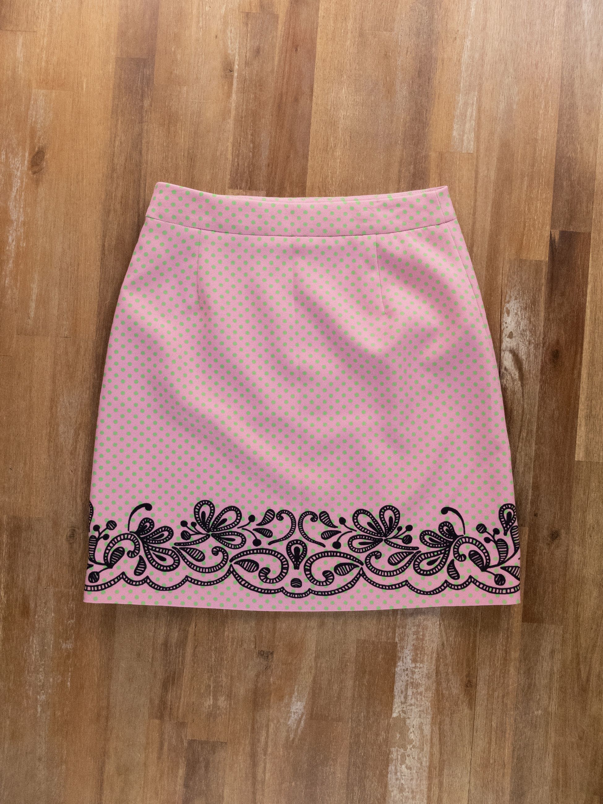 Boutique Moschino MOSCHINO BOUTIQUE pink polka dots floral motif mini skirt Size 26" / US 2 / IT 38 - 11 Thumbnail