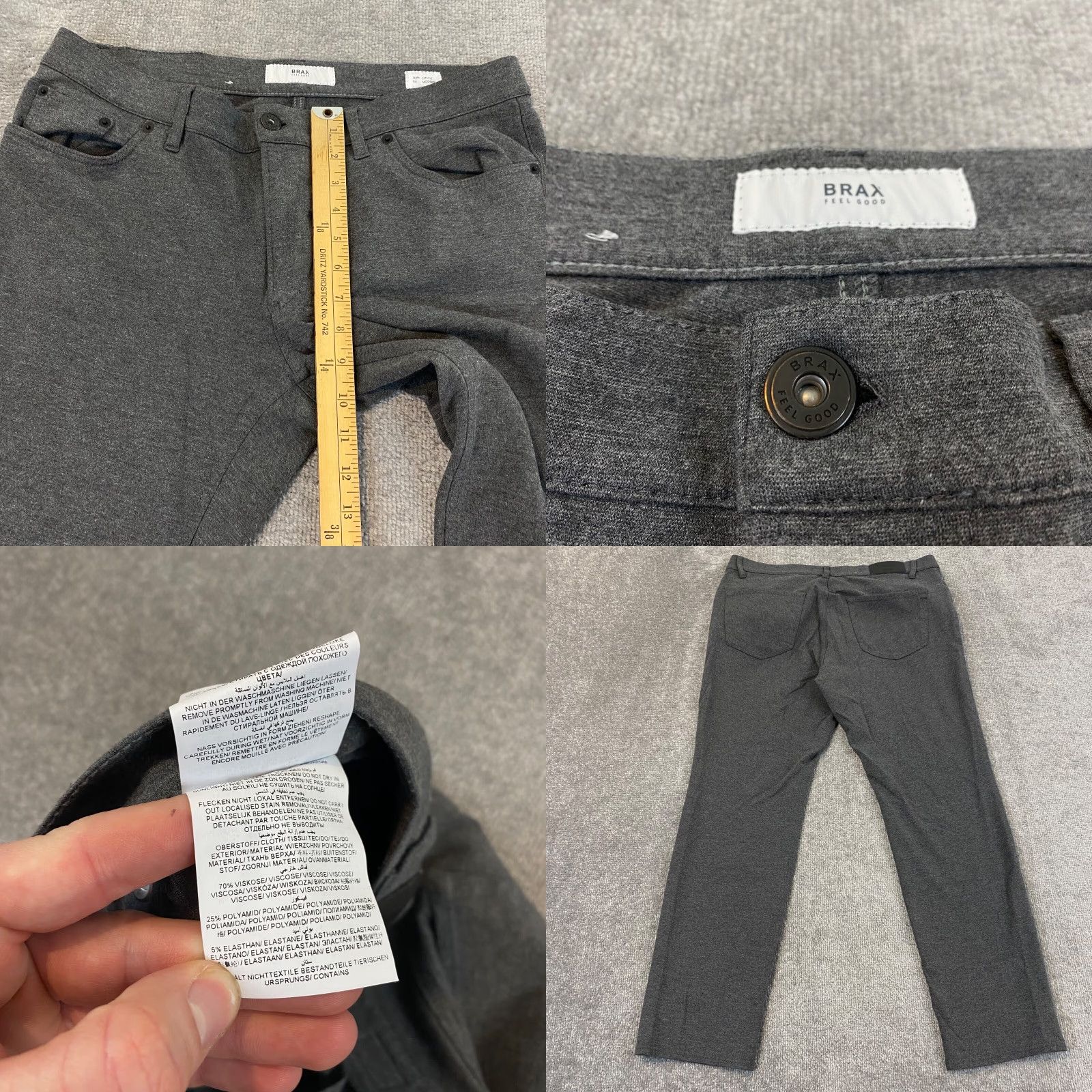 BRAX BRAX Mens Pants Chuck 5-Pocket Straight Chino Trousers Gray 36x32 Regular Waist 34 Inseam Baggy? (No) Size US 36 / EU 52 - 8 Thumbnail