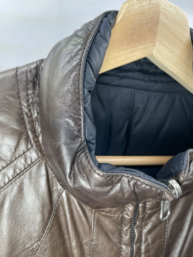 Brunello Cucinelli BRUNELLO CUCINELLI Brown Leather Nylon Blue Bomber Jacket Size US L / EU 52-54 / 3 - 18 Thumbnail