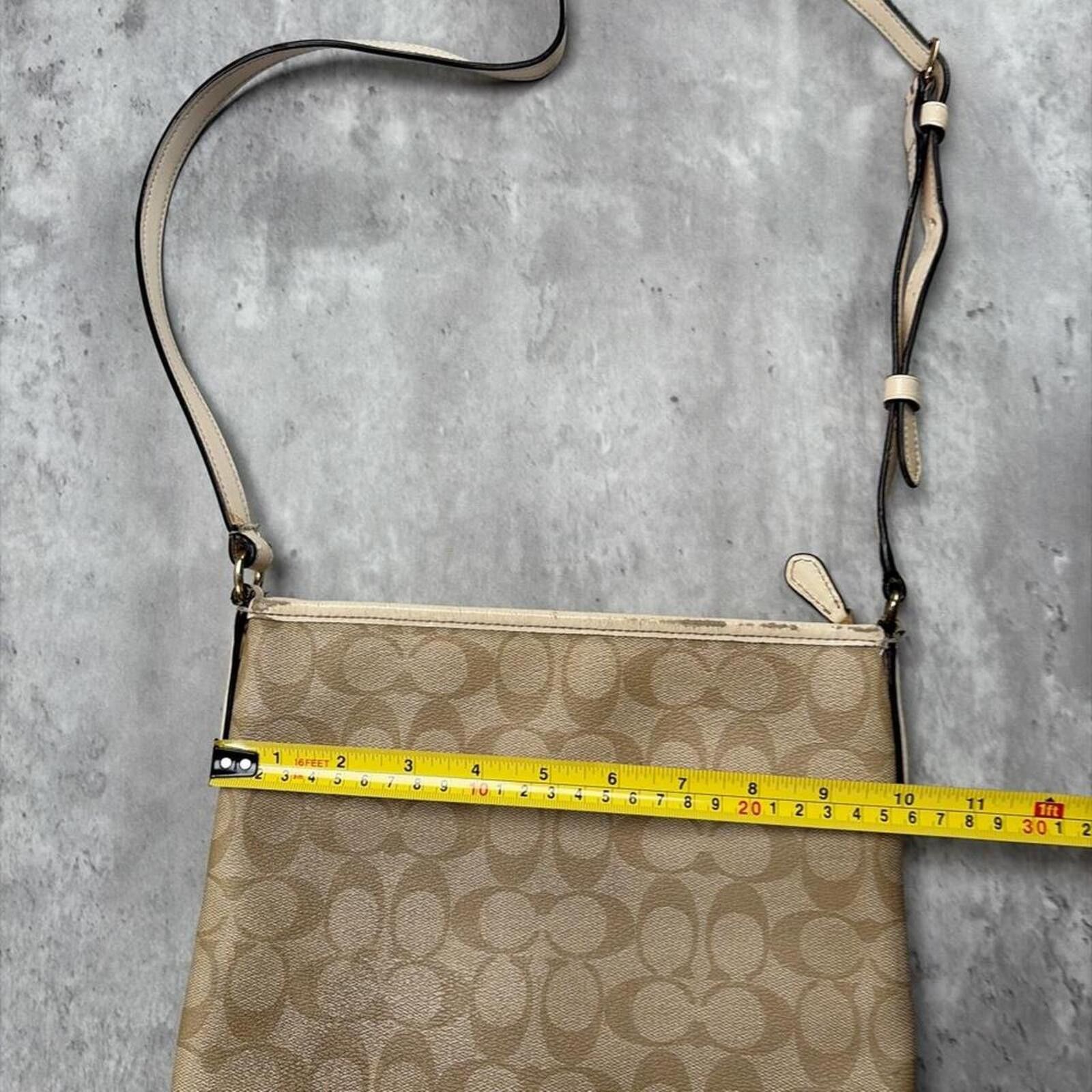 Coach Y2K Beige Coach Signature C Distressed Grunge Crossbody Bag Size ONE SIZE - 8 Thumbnail