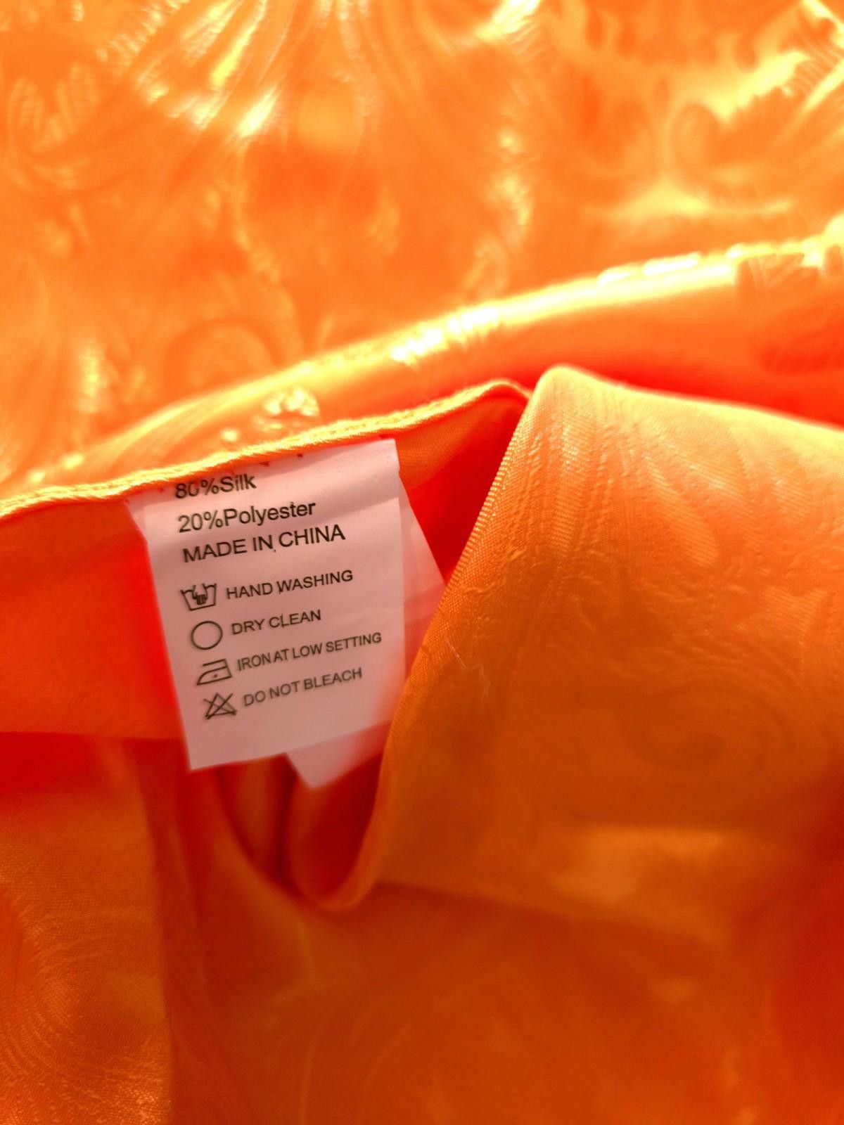 Other DiBanGU 3XL Silk Blend Button Up Shirt LS Orange Paisley NEW Size 52R - 6 Thumbnail
