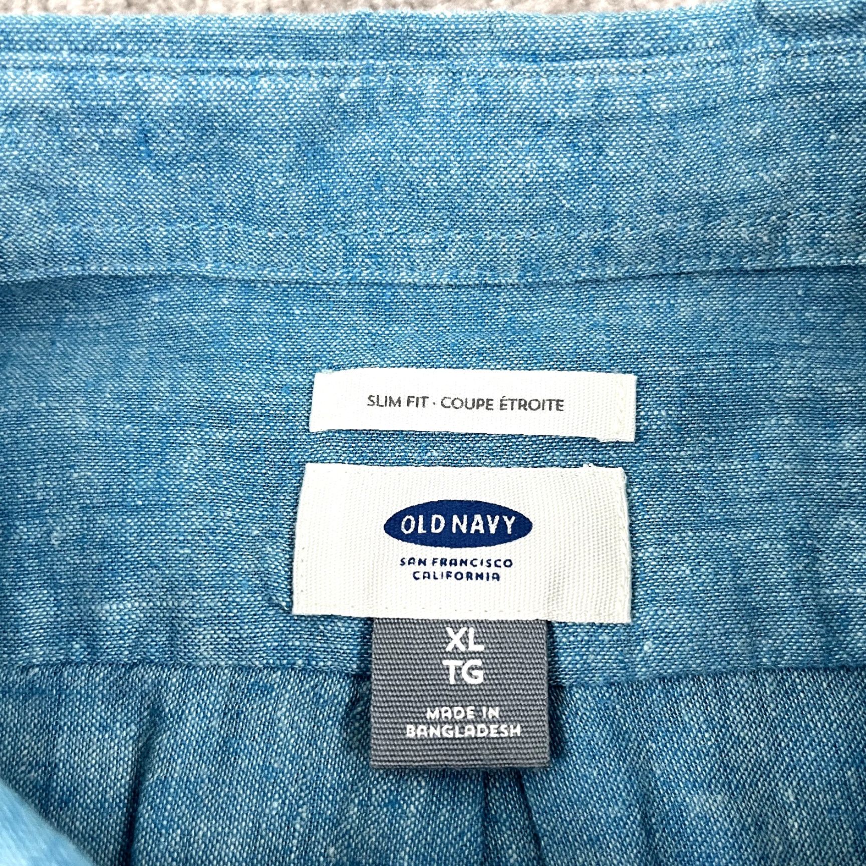 Old Navy OLD NAVY Shirt Mens XL Slim Blue Linen Blend Button-Down Long Sleeve Preppy L/S Size US XL / EU 56 / 4 - 2 Thumbnail