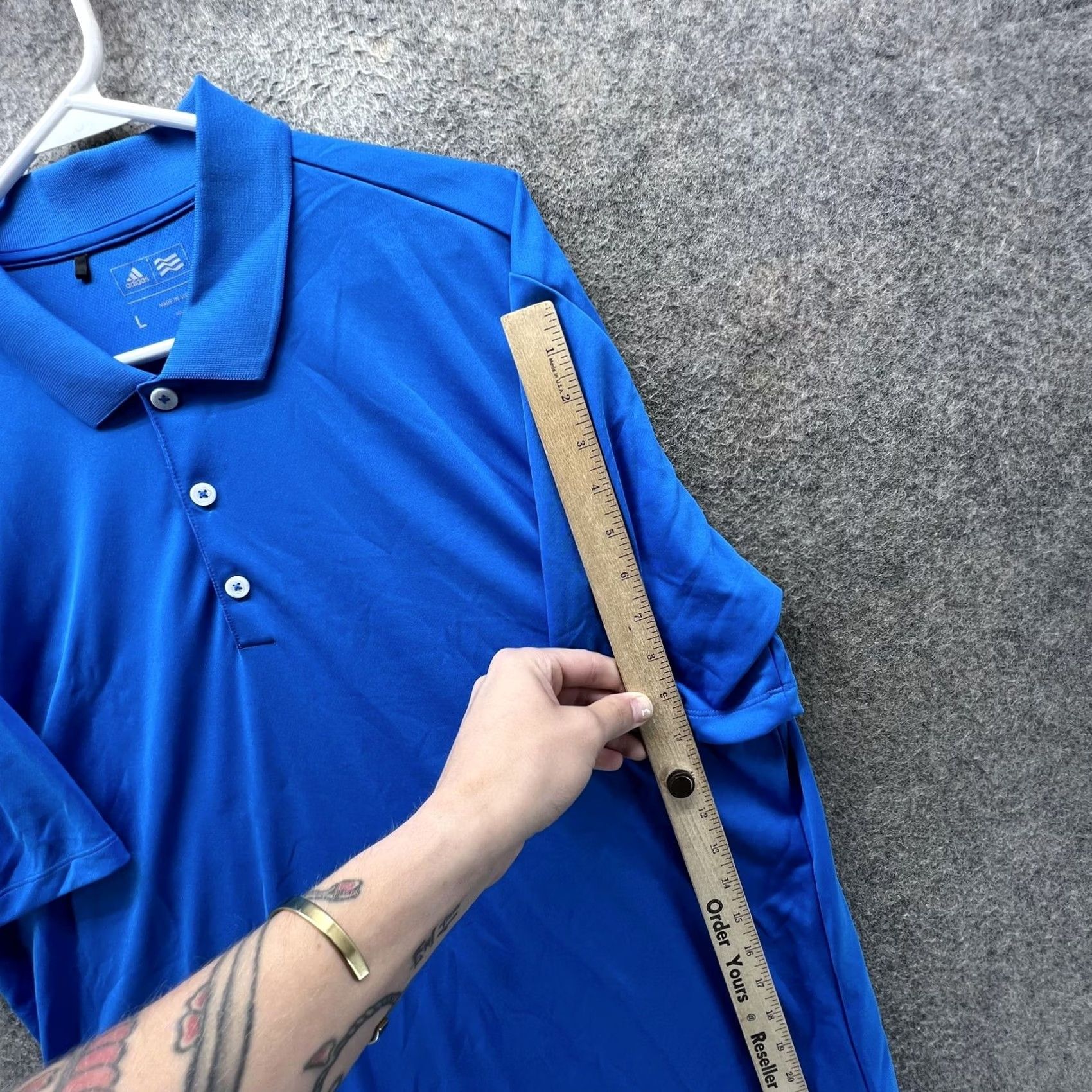 Adidas Adidas Golf Polo Shirt Mens L Blue Solid Performance Short Sleeve Stretch Shirt Size US L / EU 52-54 / 3 - 3 Thumbnail