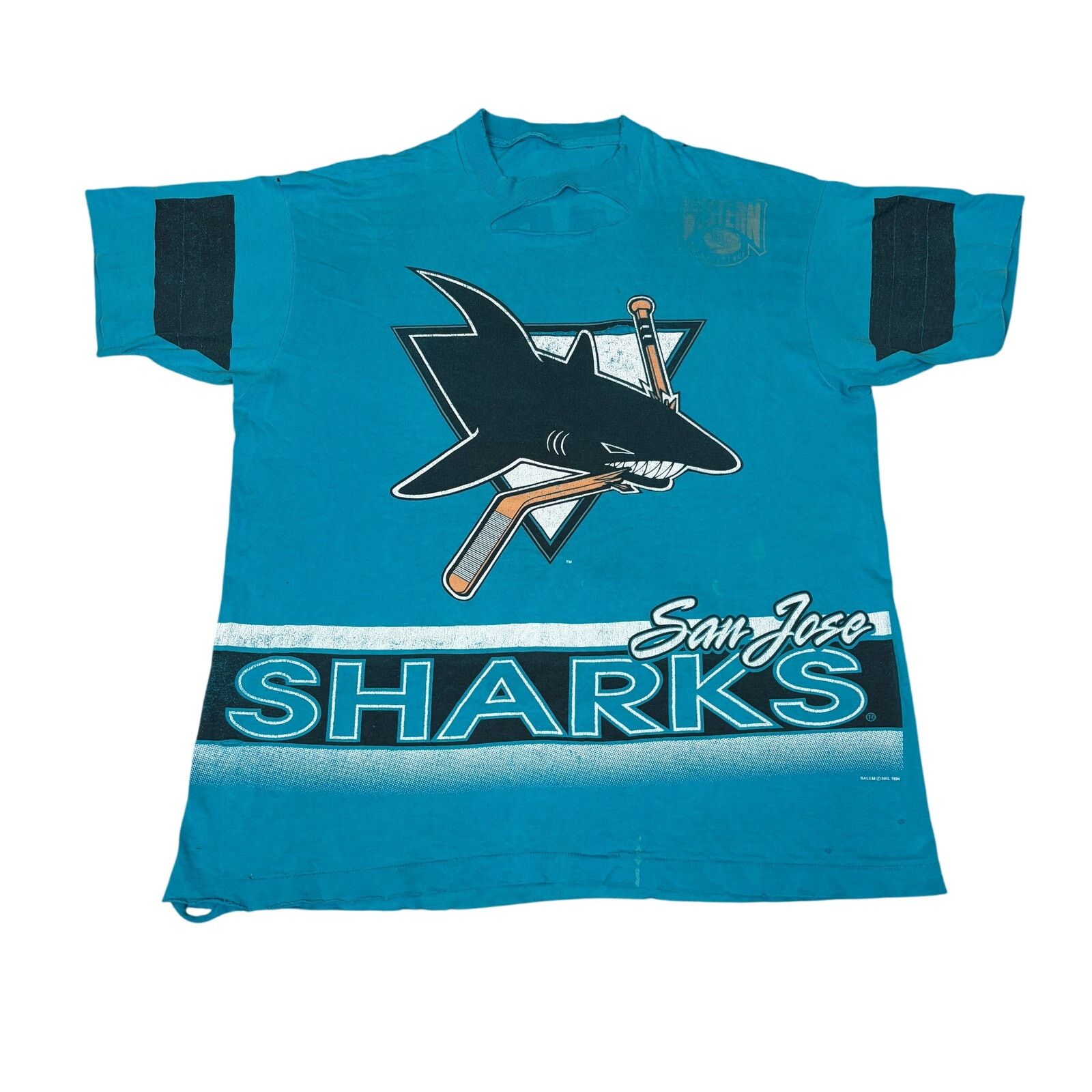 Salem Sportswear Vintage 90s San Jose Sharks Salem Sportswear Distressed XL Size US XL / EU 56 / 4 - 1 Thumbnail