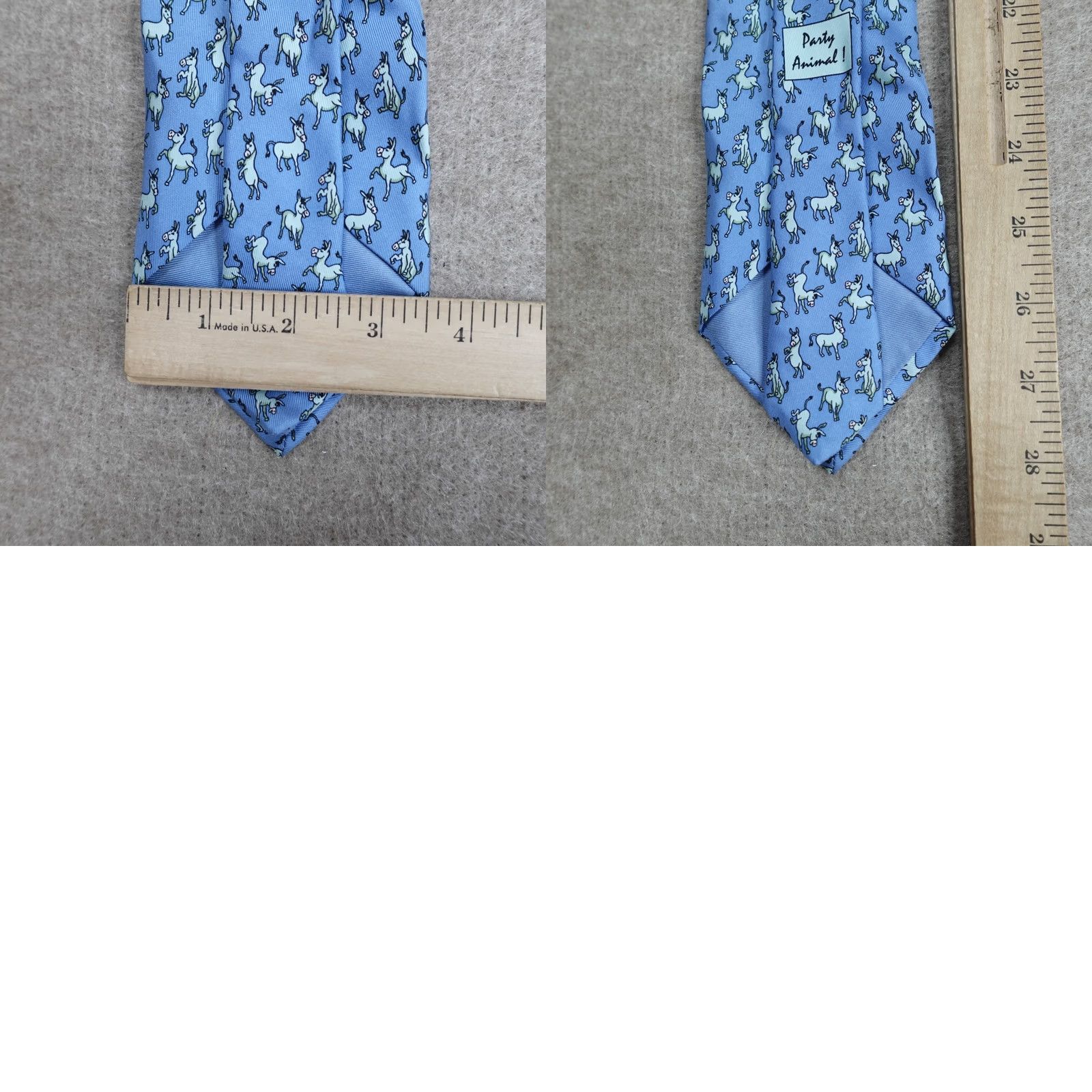 Vintage United State Senate Tie Blue Donkeys Party Animal France Made in Paris Silk Classic Size ONE SIZE - 8 Thumbnail