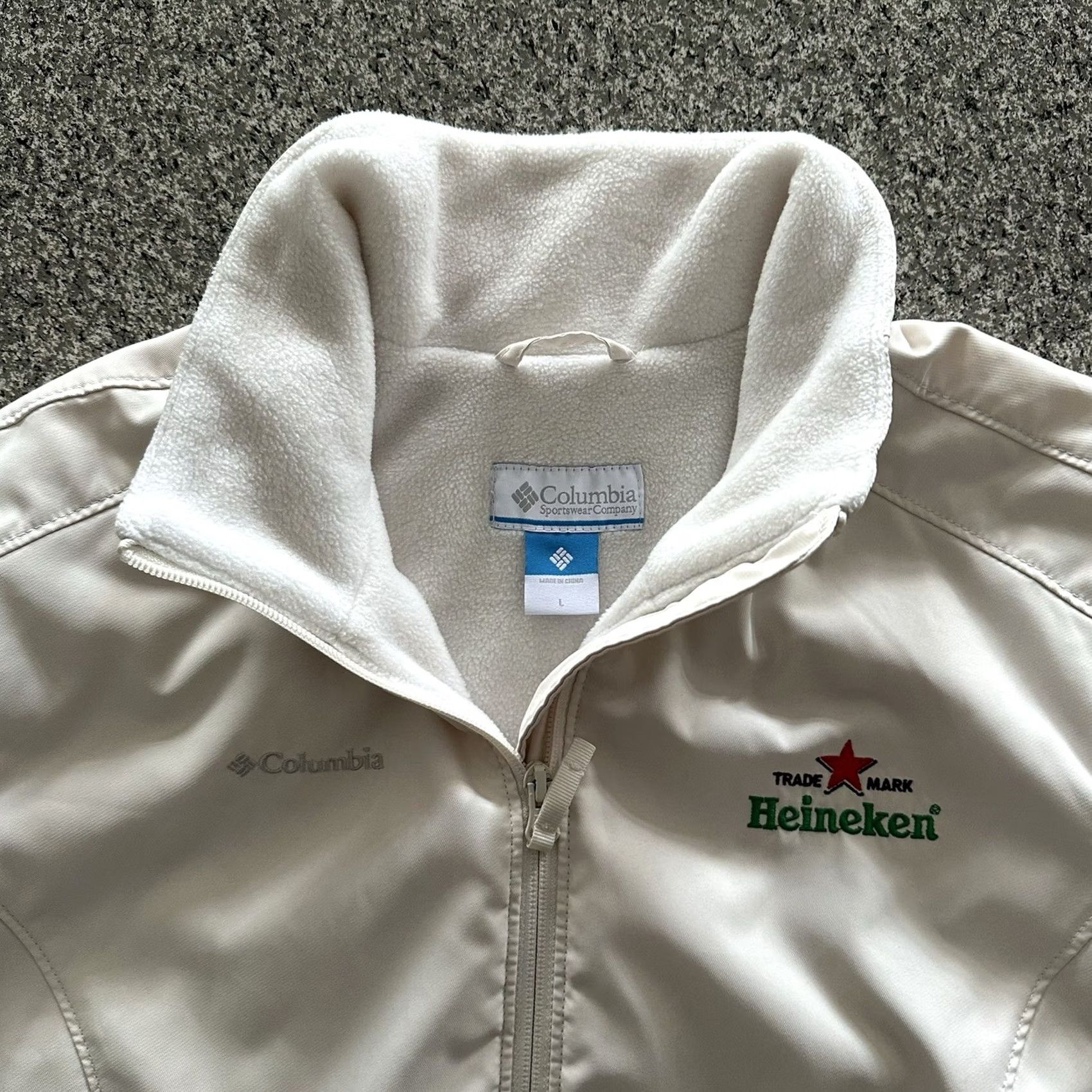 Vintage Columbia Women’s L Soft Shell Jacket Full Zip Ivory 100% Polyester Fleece Lined - Basic Jacket, Casual Climate Size L / US 10 / IT 46 - 2 Thumbnail