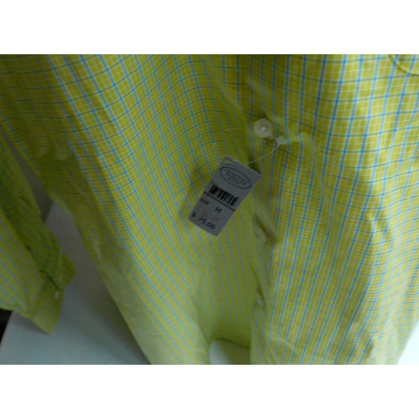 Talbots VINTAGE TALBOTS Mens Long Sleeve Button Down Plaid Shirt Lime Turquoise White Cotton M NWT Size US M / EU 48-50 / 2 - 3 Thumbnail