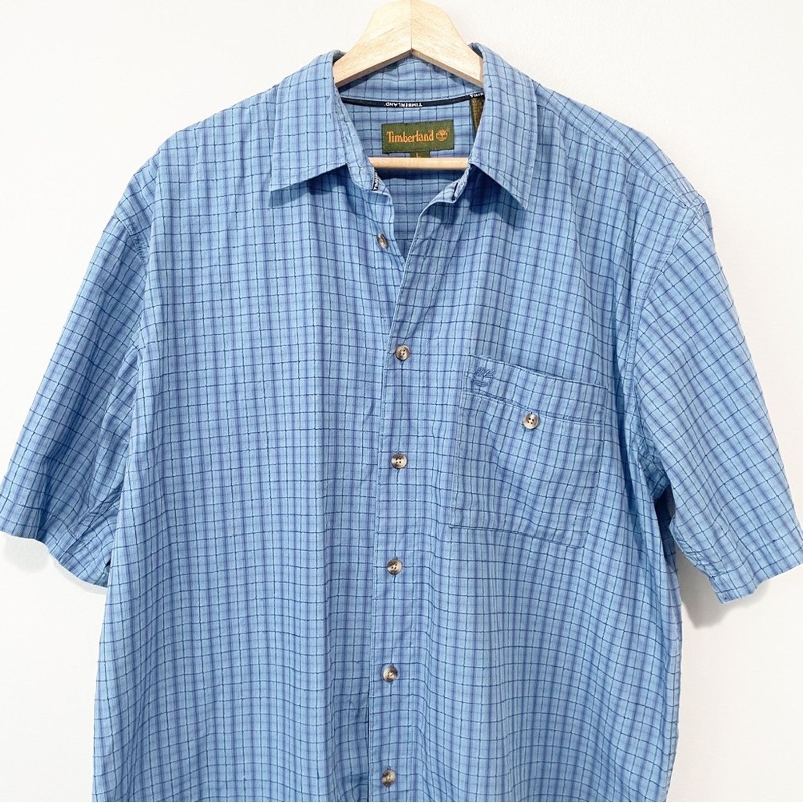 Timberland Timberland blue checked short sleeve shir large button down Size US L / EU 52-54 / 3 - 2 Thumbnail