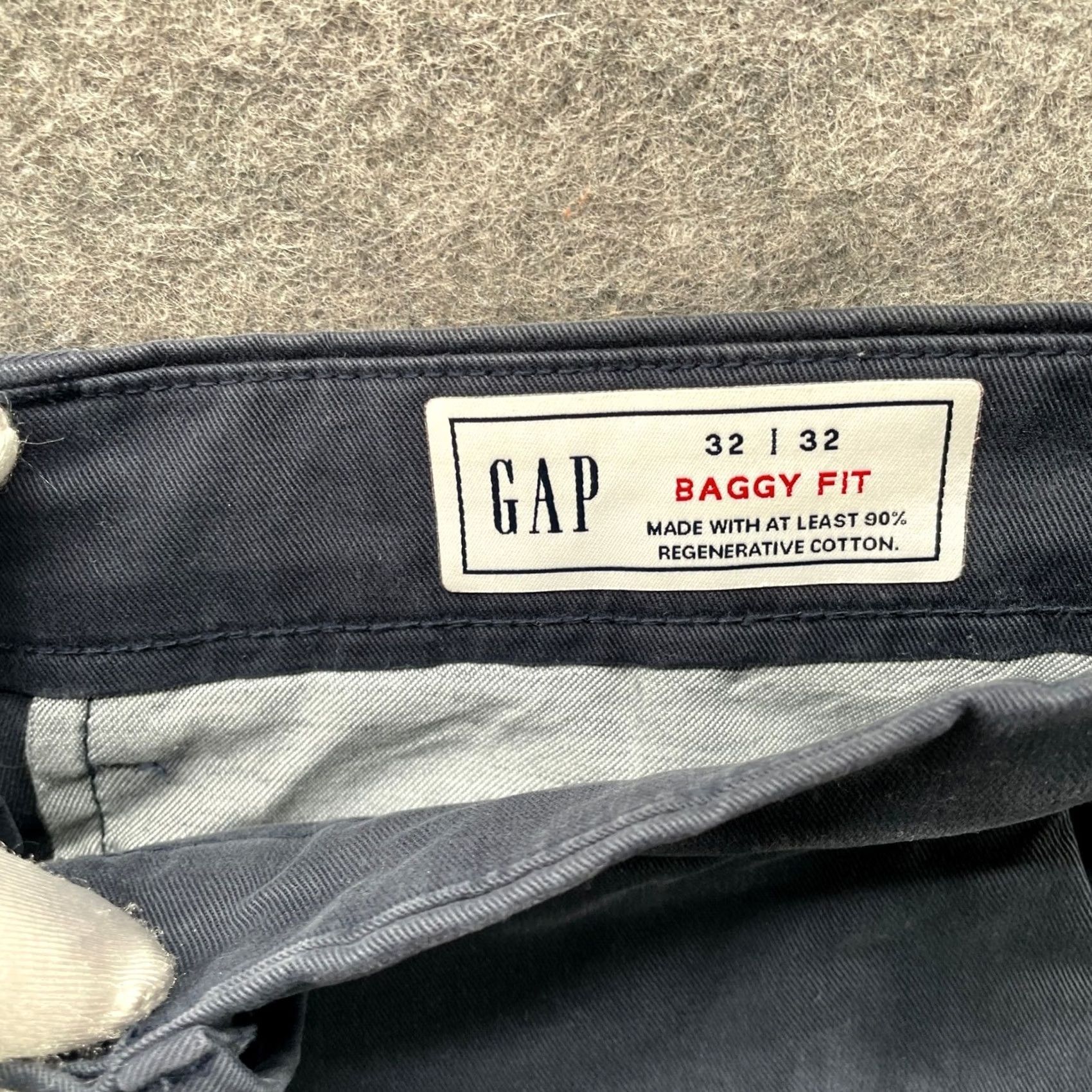 Gap Gap Chino Pants Mens 32x32 (32x30) Navy Blue Khaki Baggy Fit Relaxed Stretch Size US 32 / EU 48 - 3 Thumbnail