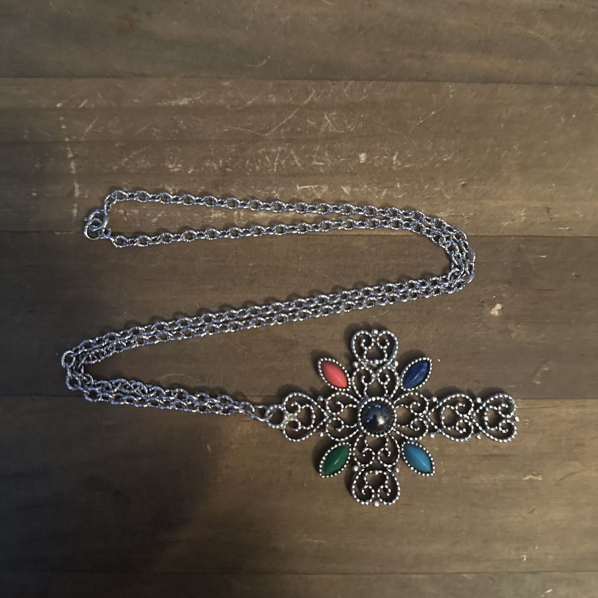 Other × Vintage Vintage Avon silver ornate gemstone cross pendant necklace Size ONE SIZE - 2 Thumbnail