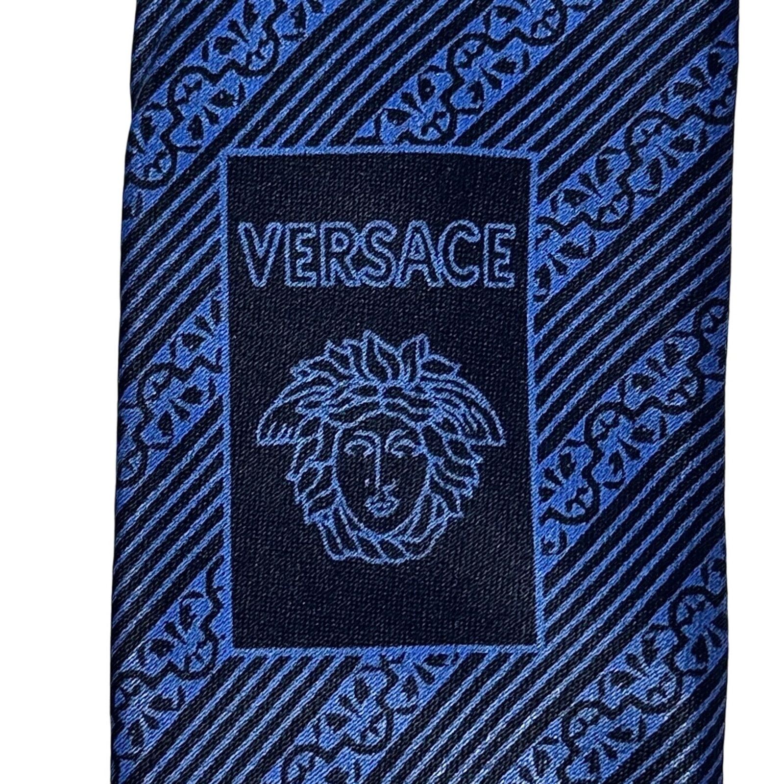 Versace Versace Navy Abstract Pattern Tie Size ONE SIZE - 6 Thumbnail