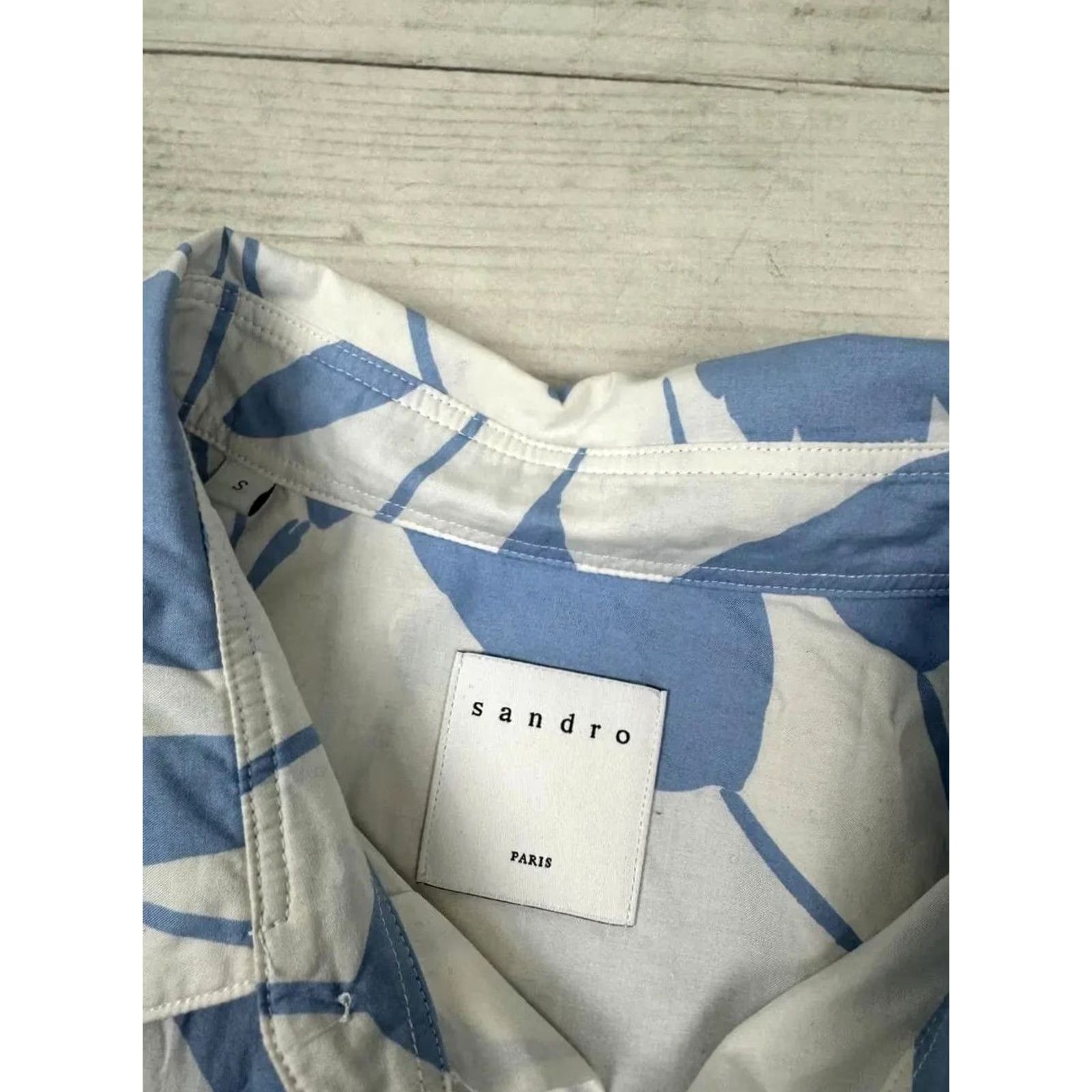 Sandro Sandro Shirt Button-Up Men Size S Blue Short Sleeve Size US S / EU 44-46 / 1 - 4 Thumbnail