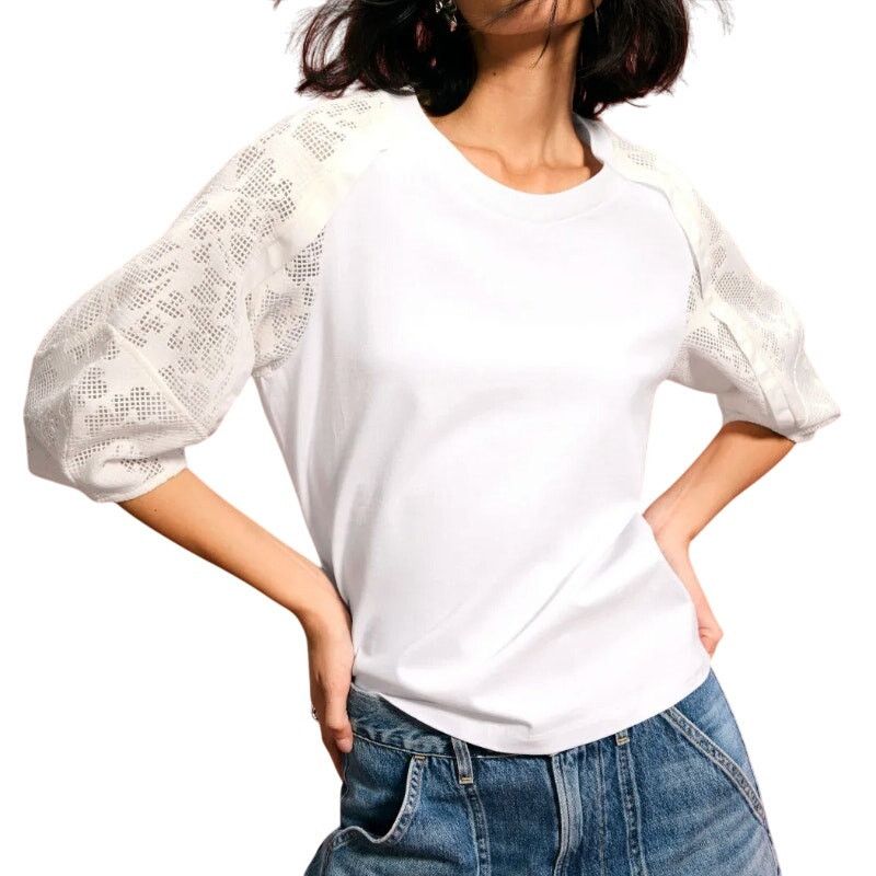 3.1 Phillip Lim 3.1 Phillip Lim x RTR Bonded Lace T-Shirt in White, Size M Size M / US 6-8 / IT 42-44 - 2 Thumbnail