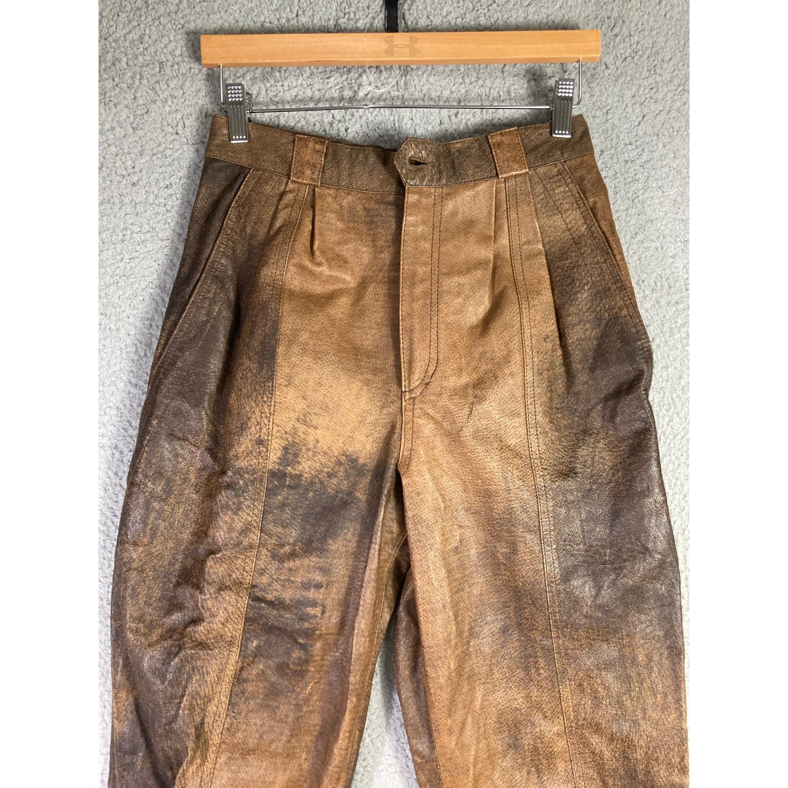 Vintage Women's Vintage Leather Pants Brown Size 8 80s International Size 30" / US 8 / IT 44 - 4 Thumbnail