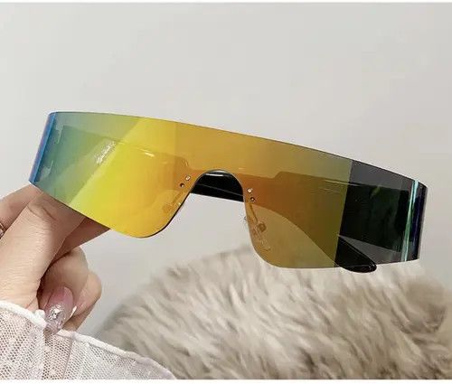 Electric Visual One Piece Flat Top Y2K Rimless Unisex Sunglasses Size ONE SIZE - 2 Thumbnail