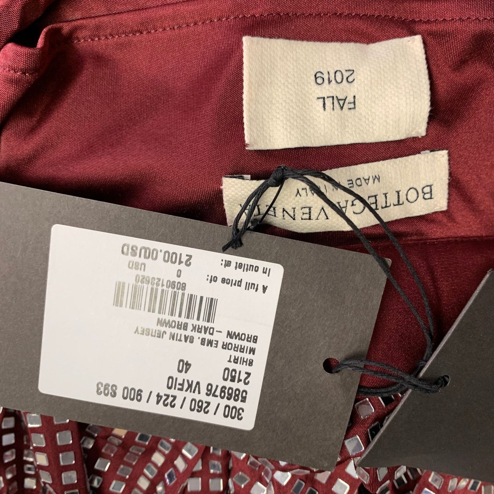 Bottega Veneta BOTTEGA VENETA Burgundy Satin Jersey Embellishment Shirt Size S / US 4 / IT 40 - 5 Thumbnail