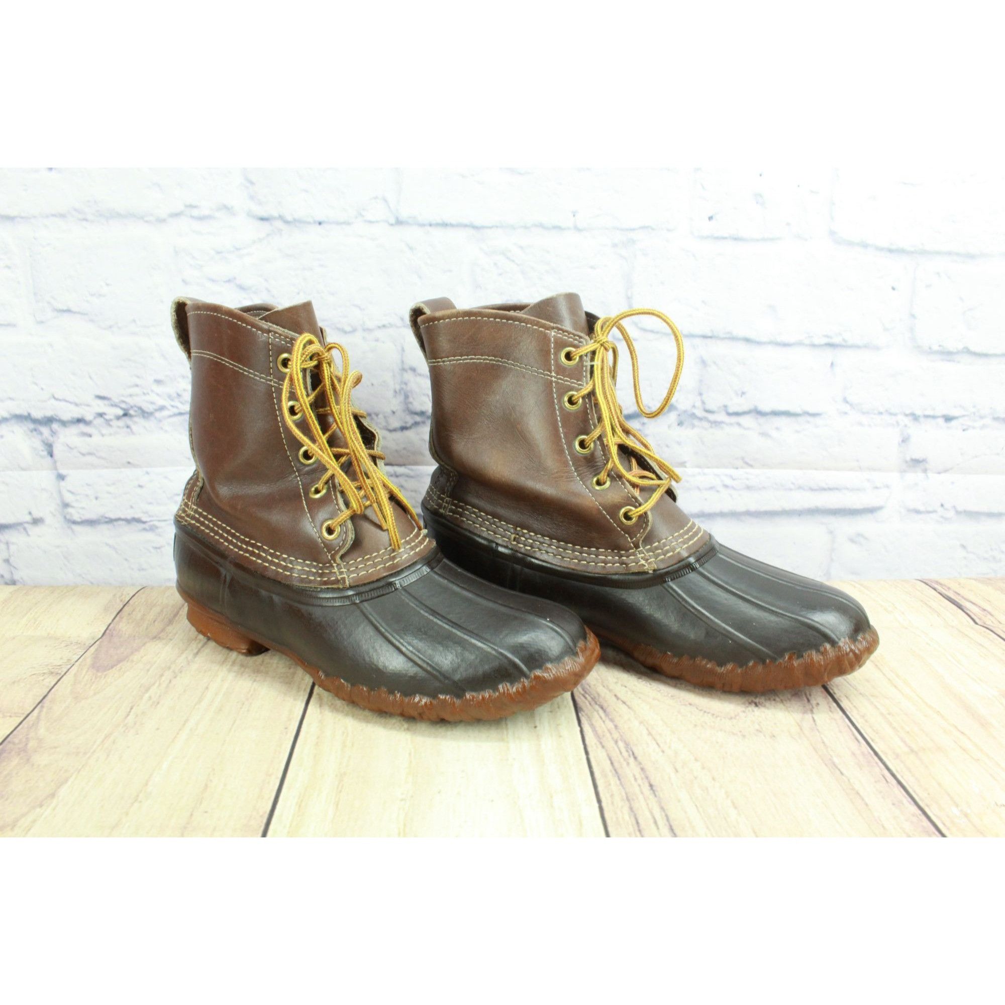 Leather Vintage LL Bean Women's Leather Unlined Hunting Duck Boots Size US 7 / IT 37 - 3 Thumbnail