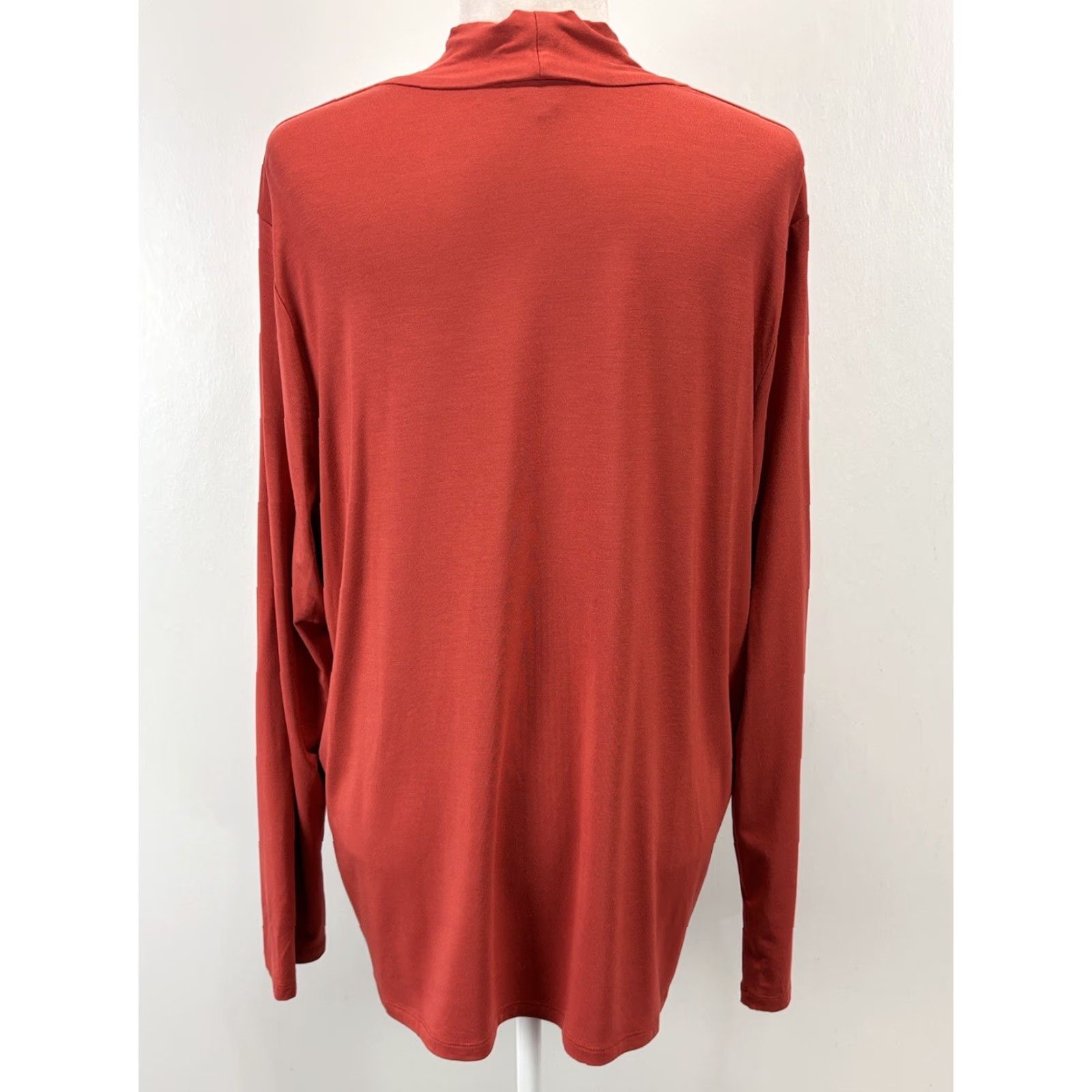 Talbots TALBOTS VINTAGE Plus Size 2X Long Sleeve V-Neck Blouse Orange Stretch Womens Size XXL / US 16-18 / IT 52-54 - 3 Thumbnail
