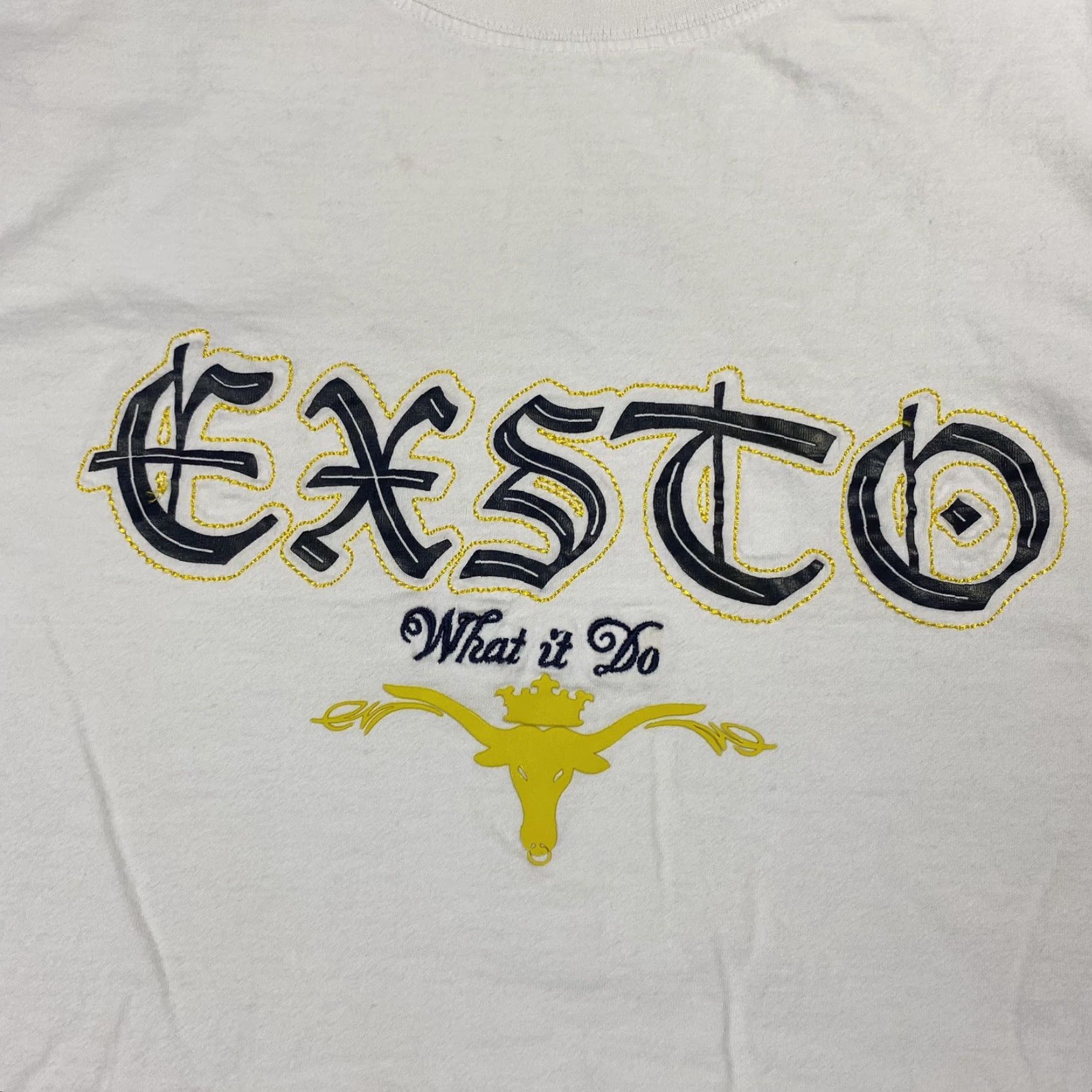 Denime VINTAGE Exsto Hip Hop Graphic T-Shirt Mens 3XL Cotton White Short Sleeve Size US XXL / EU 58 / 5 - 2 Thumbnail