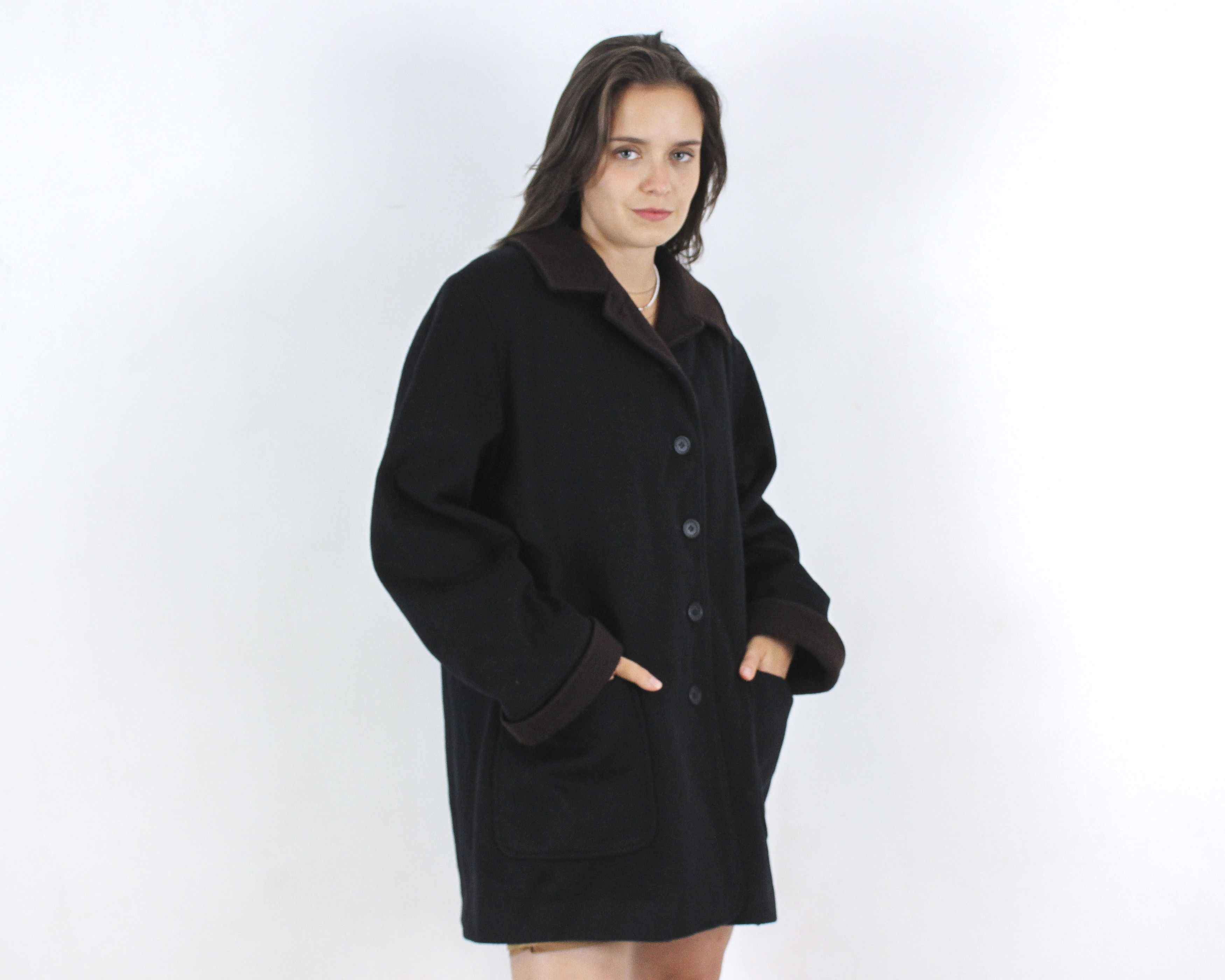 Other × Vintage FORECASTER Women L US 14 Wool Coat Overcoat Peacoat Size L / US 10 / IT 46 - 4 Thumbnail