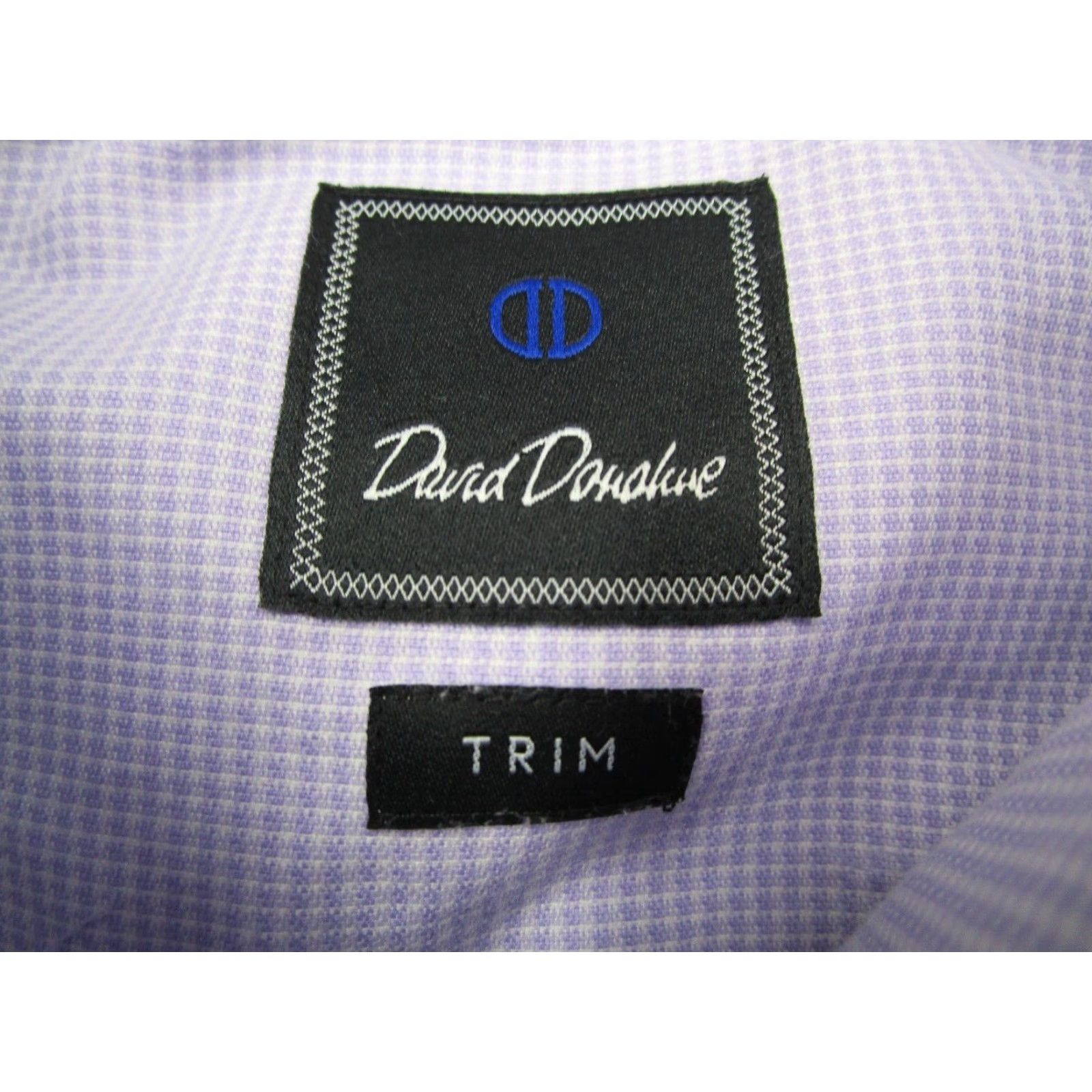 David Donahue David Donahue Mens Dress Shirt Slim Purple Check Long Sleeve Button Up 100% Cotton 17 Neck 34/35 Size Regular Wide Men's Shirt Size 34R - 3 Thumbnail