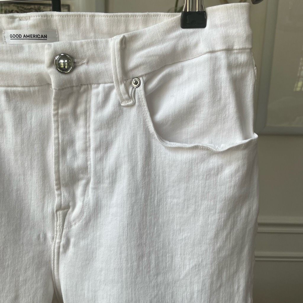 Other Good American White Raw Tulip Hem Jeans 31 Size 31" - 2 Thumbnail