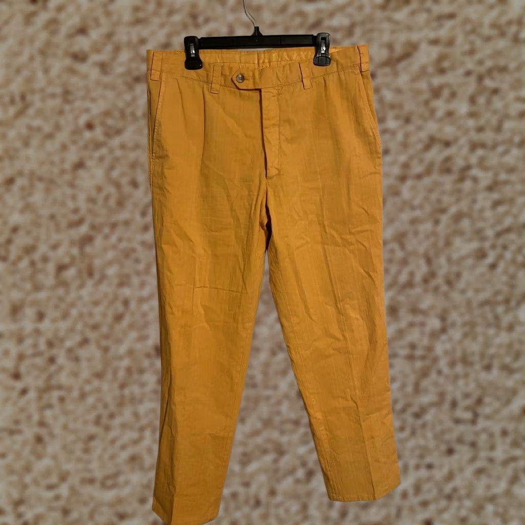 Zanella Zanella Chino Pants Men's 34 Orange Yellow 100% Cotton Made in Italy Size US 34 / EU 50 - 1 Thumbnail