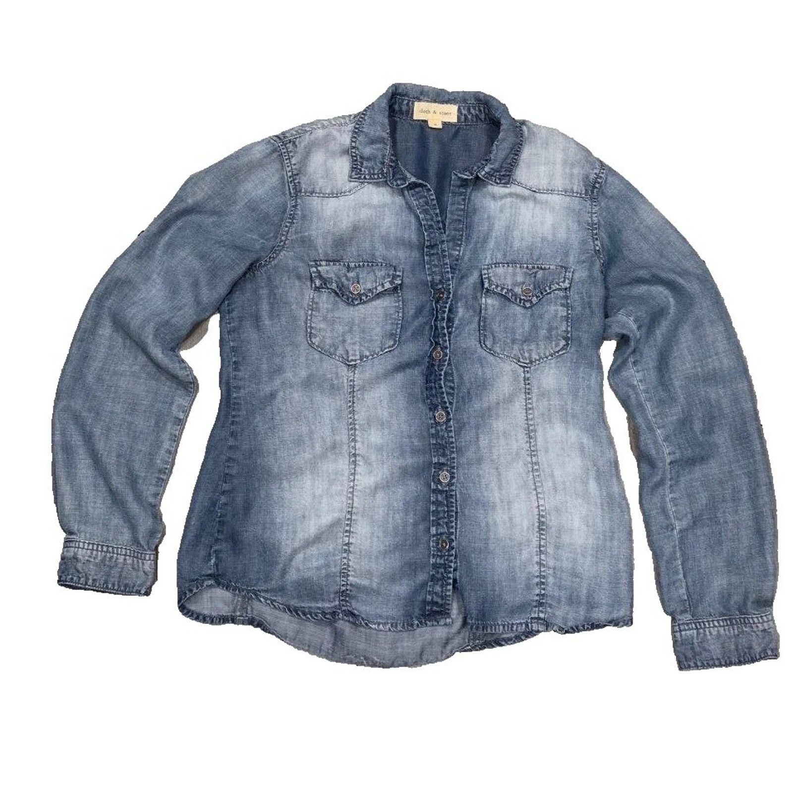 Anthropologie Anthropologie Cloth Sleeve Denim Shirt Blue Small A003199 Size S / US 4 / IT 40 - 2 Thumbnail