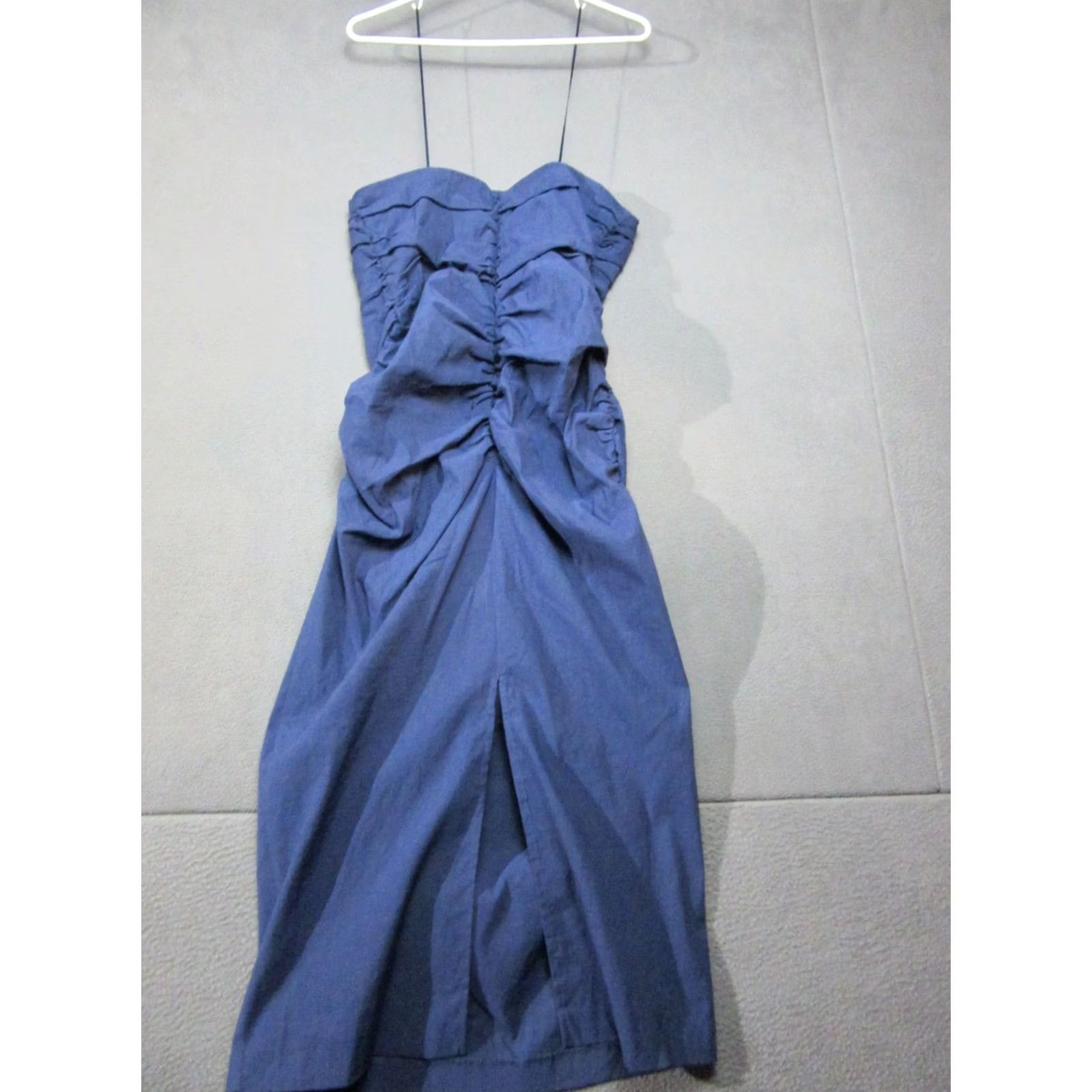 Anthropologie Anthropologie Dress Womens Large Blue Strapless Ruched Slim Midi Stretch New Size L / US 10 / IT 46 - 6 Thumbnail