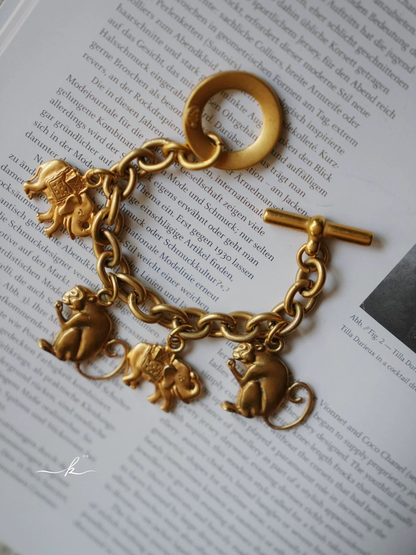Celine Celine Vintage Monkey & Elephant Gold Bracelet Size ONE SIZE - 1 Thumbnail
