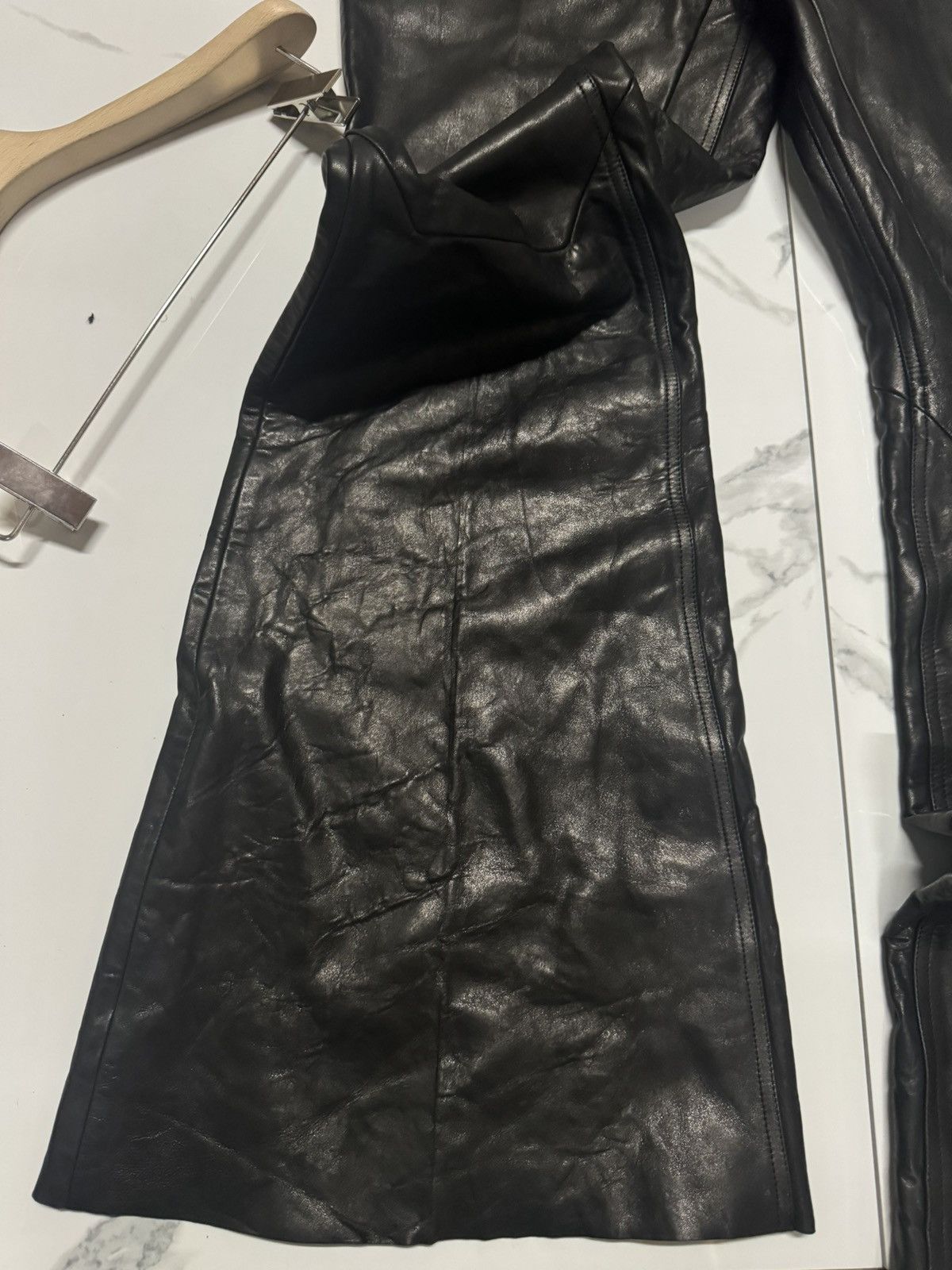 Rick Owens RICK OWENS Black Porterville Bolan Leather Trousers Pants Size US 31 - 3 Thumbnail