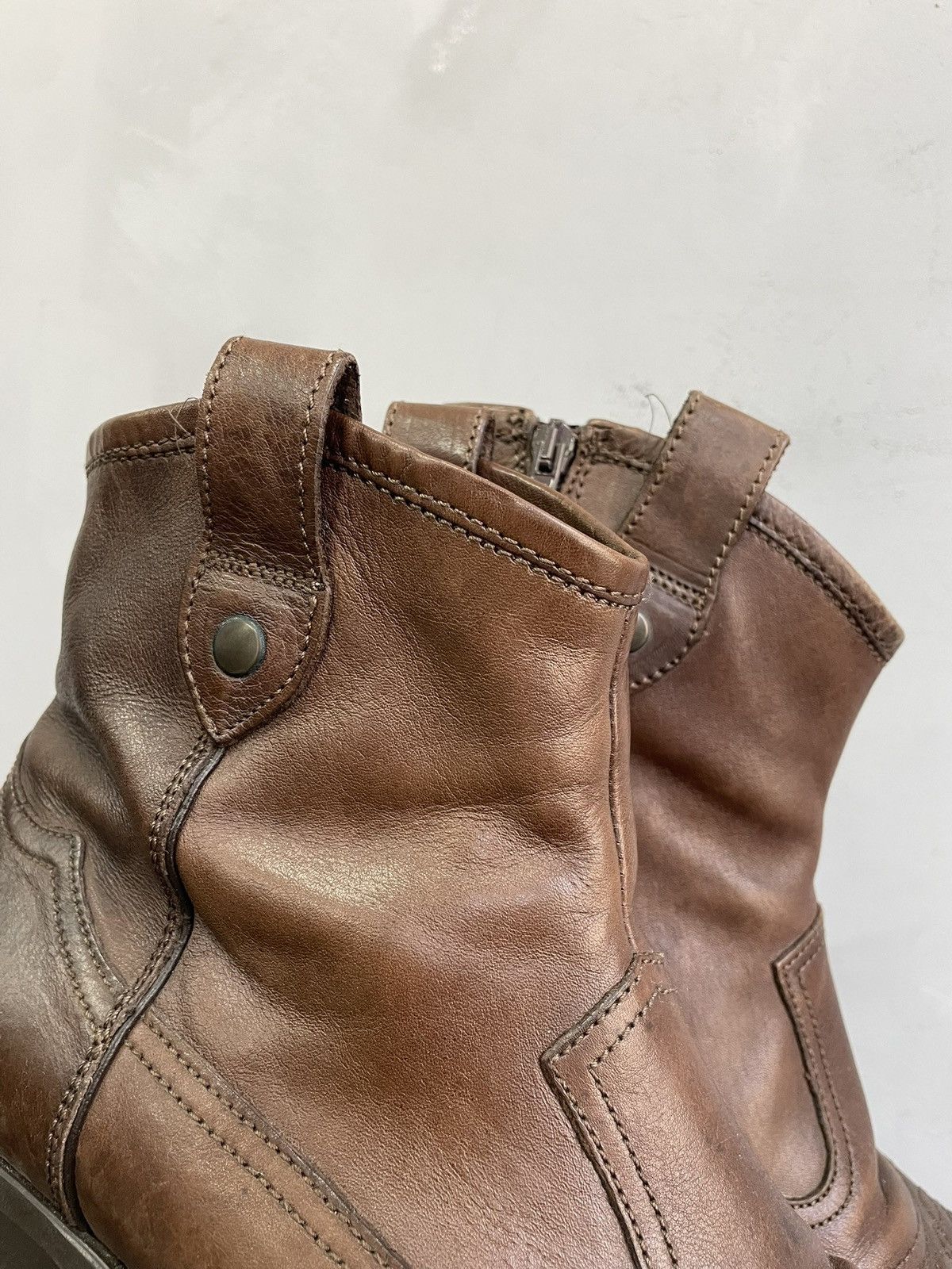 Hedi Slimane Western guidi style Brown Leather Boots y2k Classic retro Size US 10 / EU 43 - 4 Thumbnail