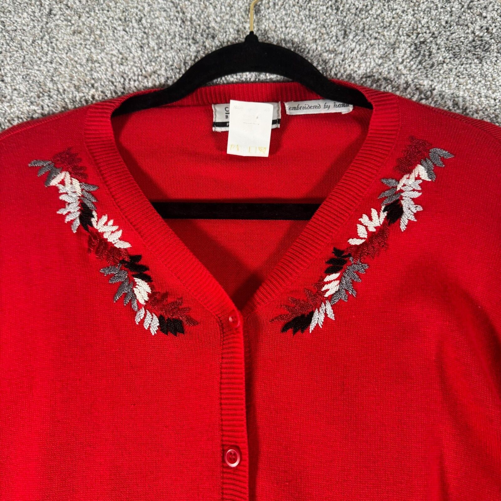 Other Classics by Jantzen Sweater Blouse Set L Petite Embroidered Size L / US 10 / IT 46 - 6 Thumbnail