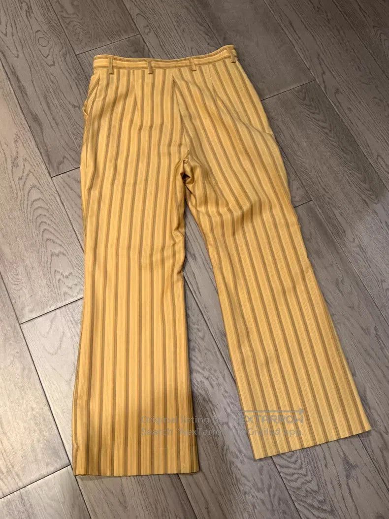 Acne Studios Acne Studios Wool Yellow Striped Wide Leg Trousers for Wom Size 24" / US 00 / IT 34 - 2 Thumbnail