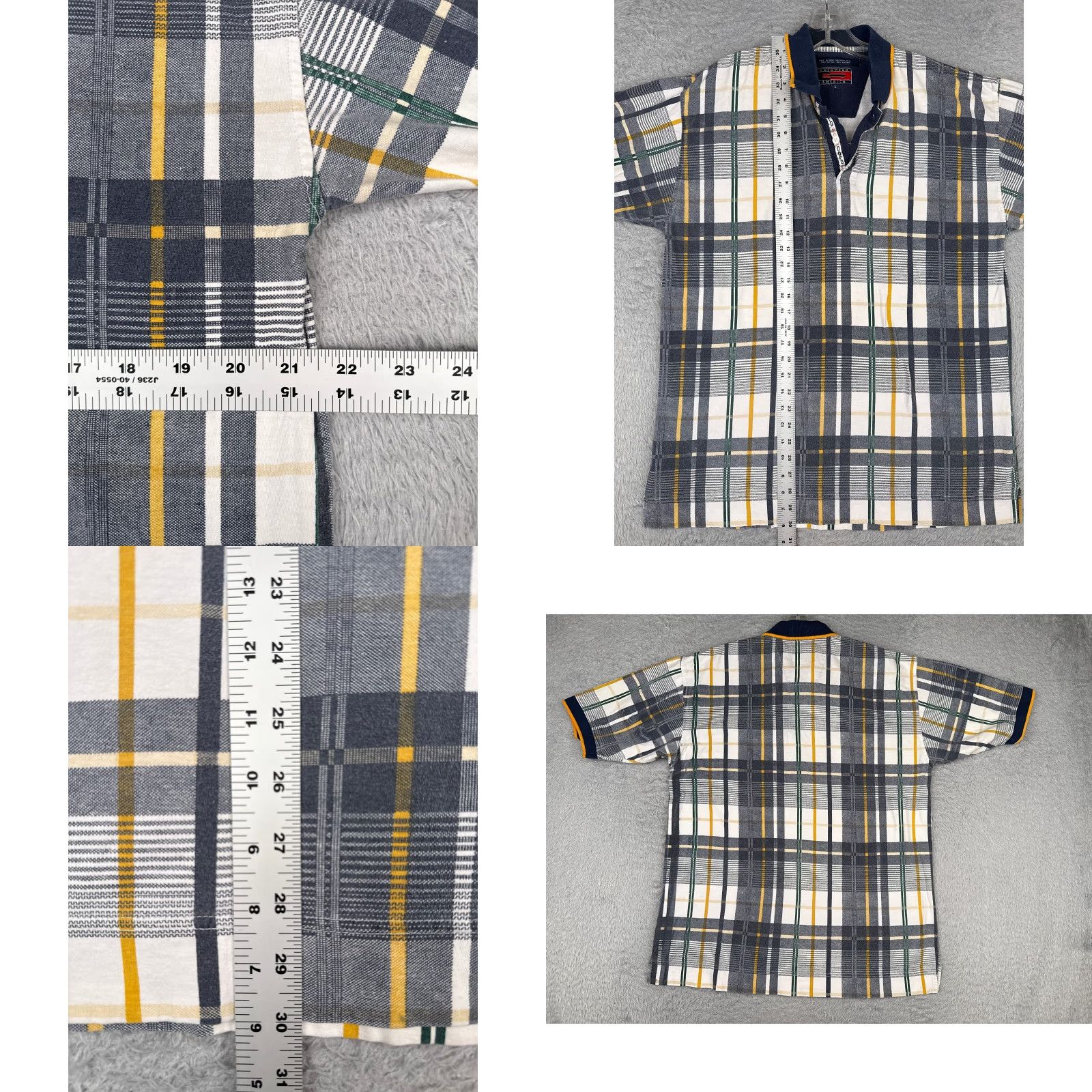 Vintage VINTAGE Colowear America Polo Shirt Men L White Yellow Black Plaid Cotton Shirt Polo Colowear America Men L White Plaid Cotton Size US L / EU 52-54 / 3 - 8 Thumbnail