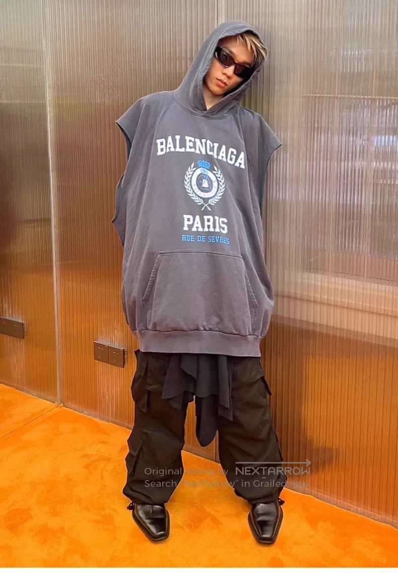 Balenciaga Balenciaga Wheat Distressed Vest Sleeveless Hoodie Size US M / EU 48-50 / 2 - 5 Thumbnail