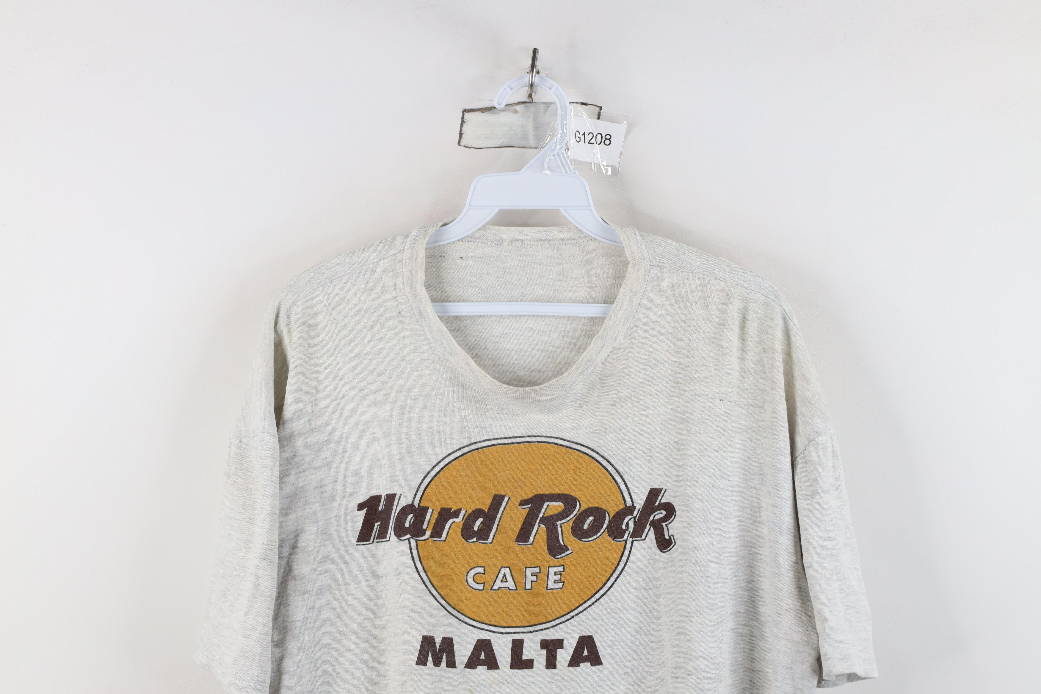 Hard Rock Cafe Vintage 90s Hard Rock Cafe Malta T-Shirt Heather Gray Size L / US 10 / IT 46 - 2 Thumbnail